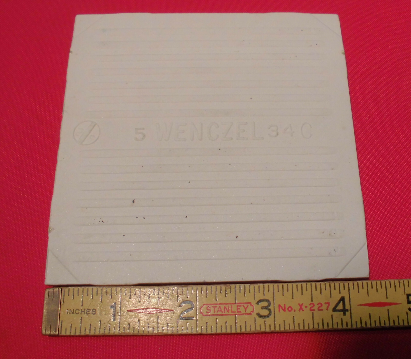 1 pc. *Avocado-Olive-Green* Glossy Ceramic Tile; Wenczel Co. 4-5/16″- 4-3/8″