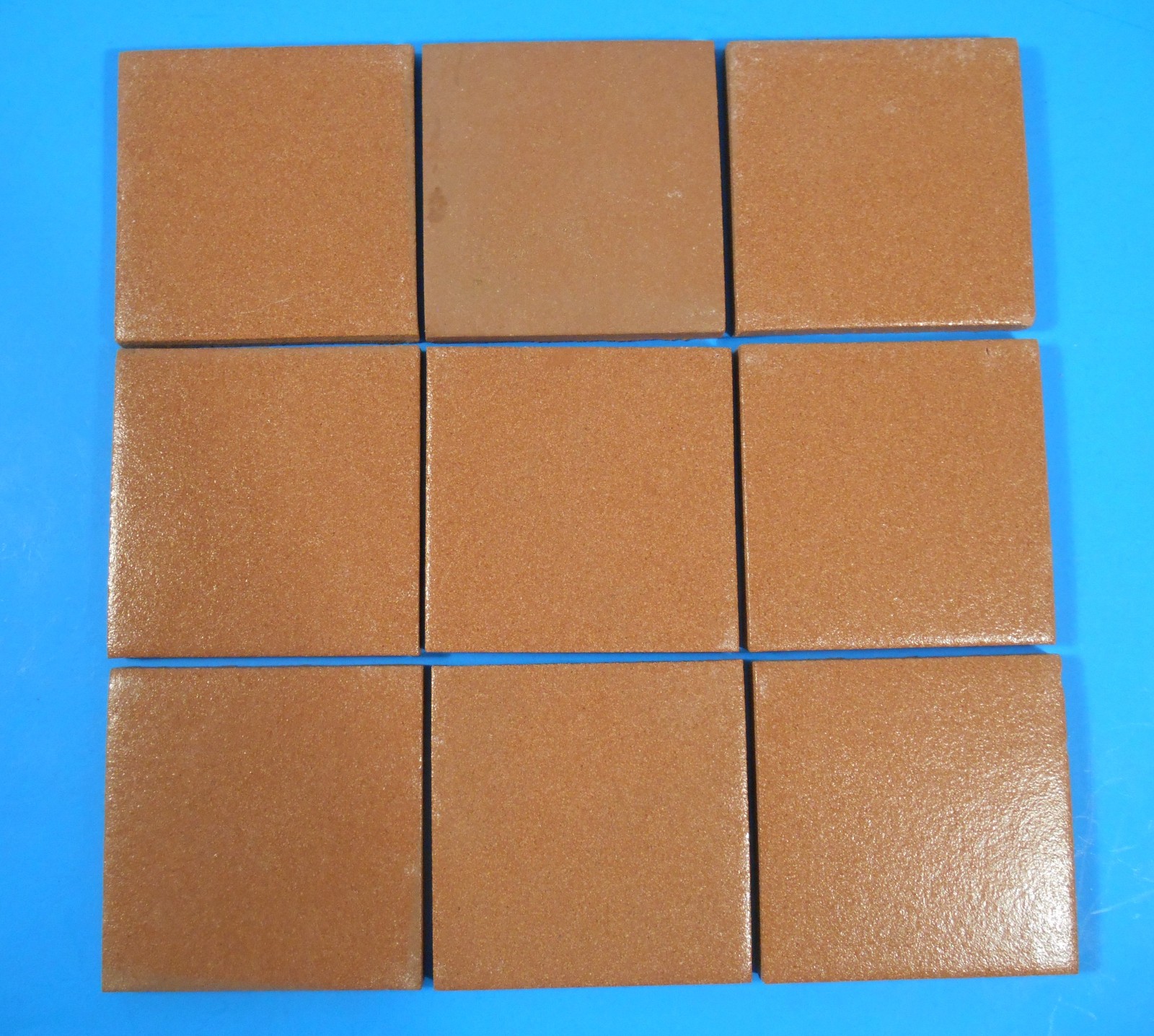 Lot of 9 Terra Cottta Semi-Gloss Ceramic Tiles 3-5/8″x3-5/8″