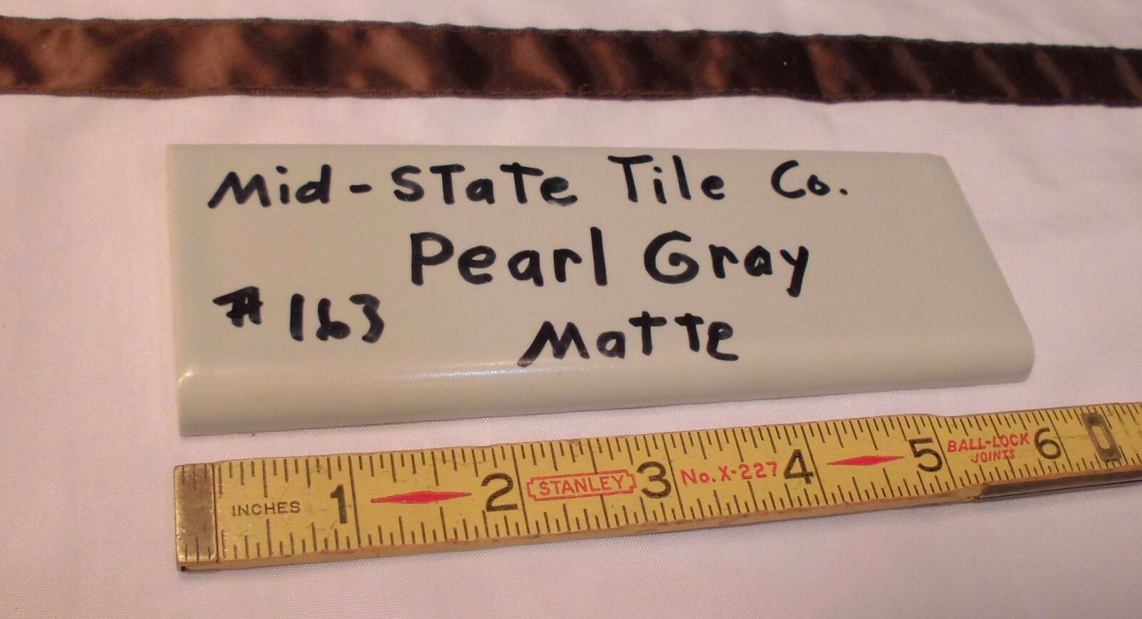 10 pcs. Vintage Matte *Pearl Gray* 2” X 6” Surface-Flat Bullnose Ceramic Tiles