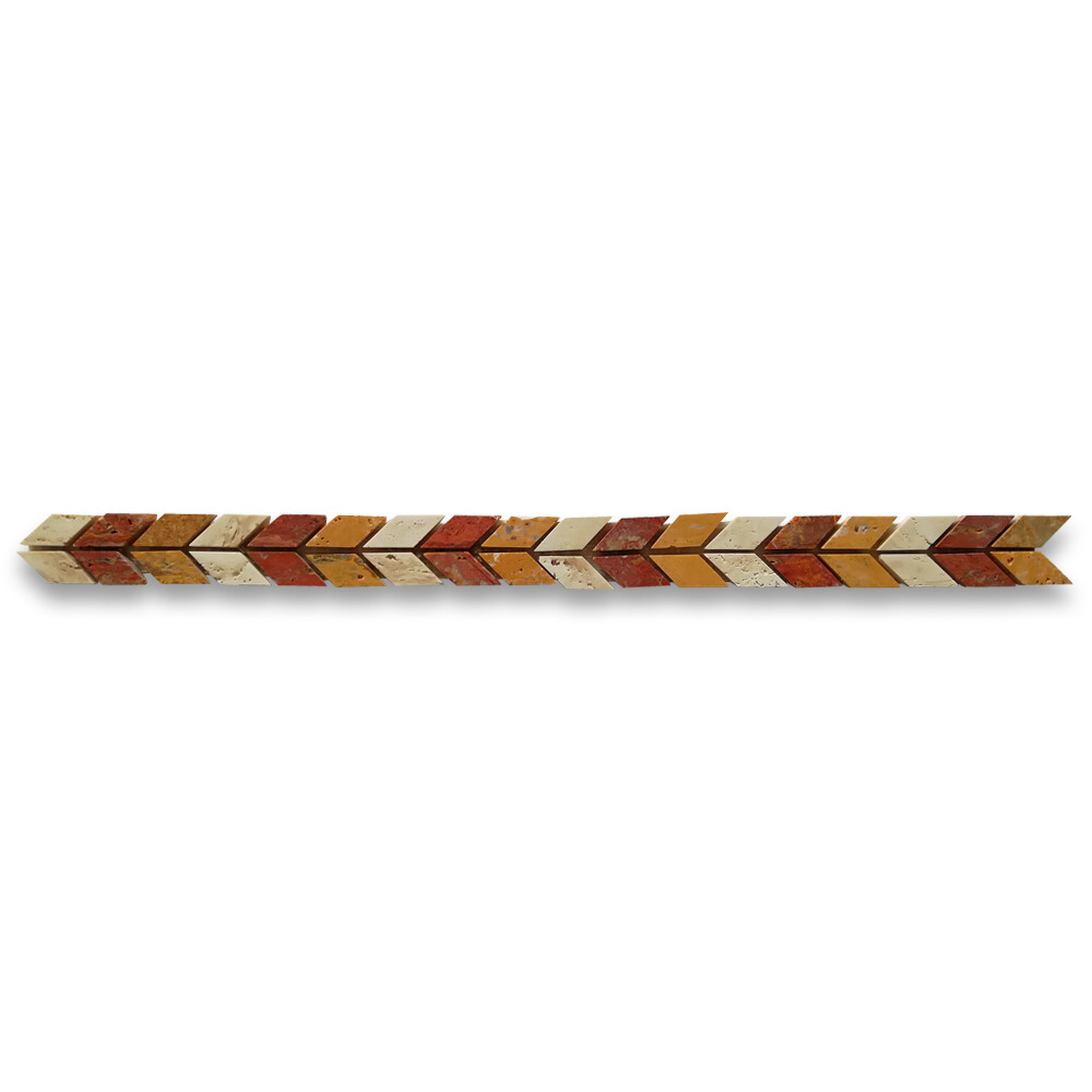 B0004P Marble Mosaic Border Listello Accent Tile Arrow Gold 1.2×8.3 Polished