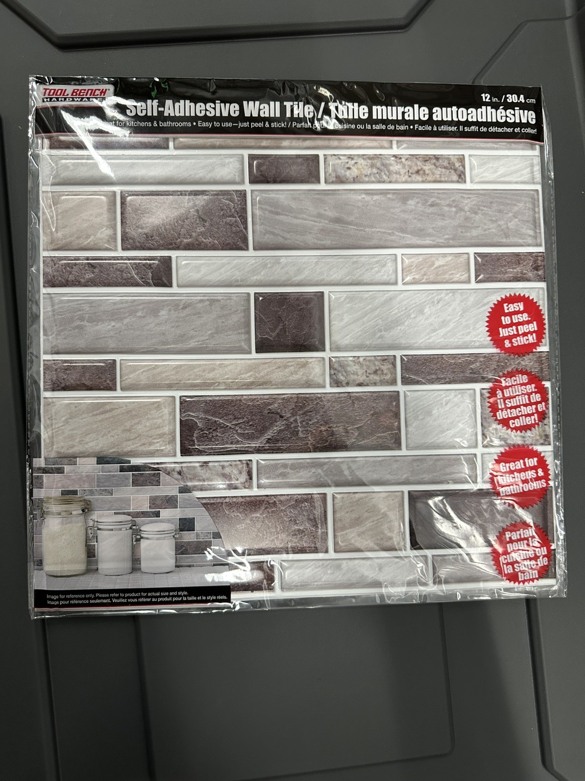 Self Adhesive Tan Brown Gray Mosaic Wall Tile 12×12 in – LOT OF 5