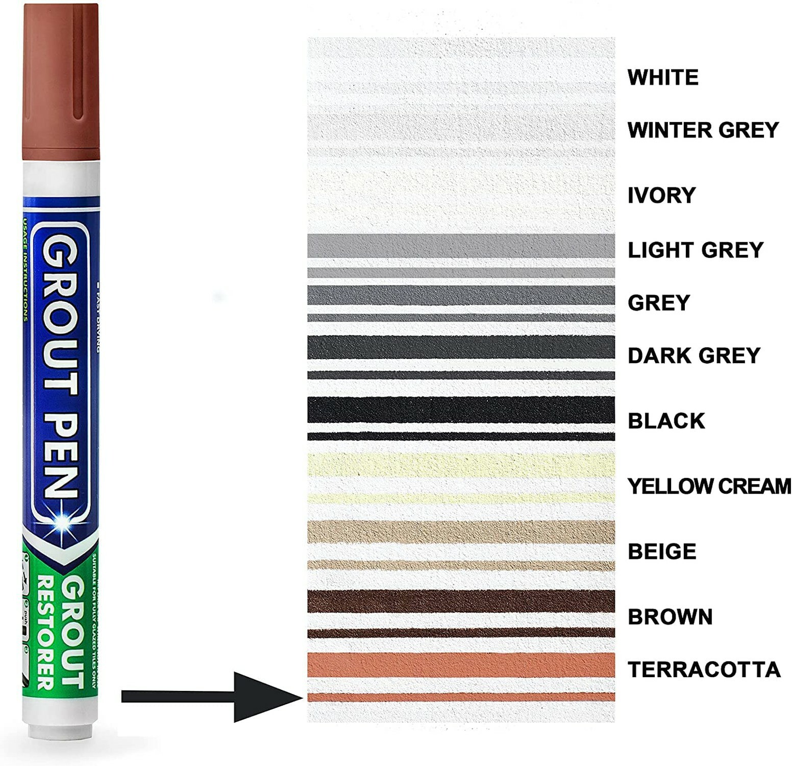 Grout Pen Terracotta Tile Paint Marker: Tile Grout Colorant w/ Extra Tips