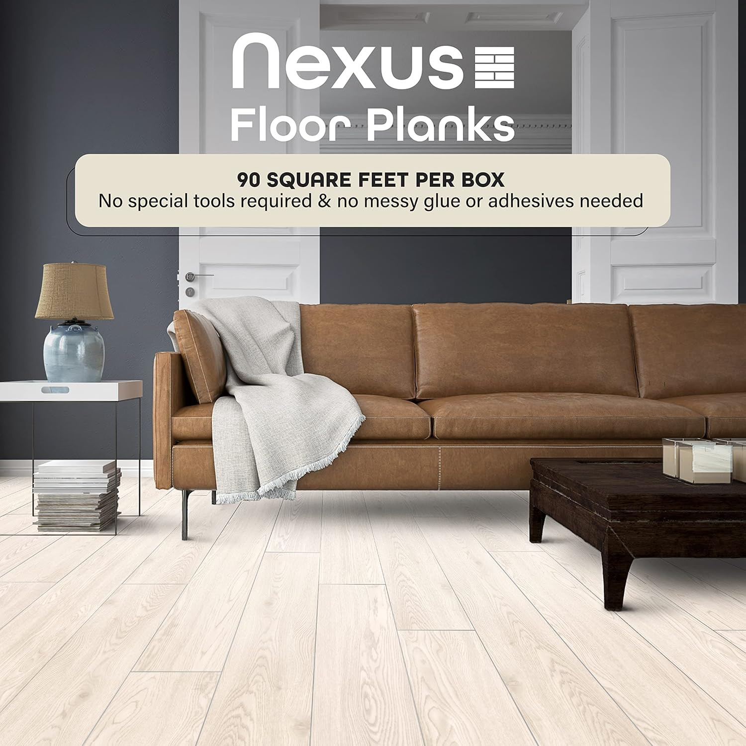 Self-Adhesive Vinyl Floor Tiles – 60-Pack White Oak Planks for Easy DIY