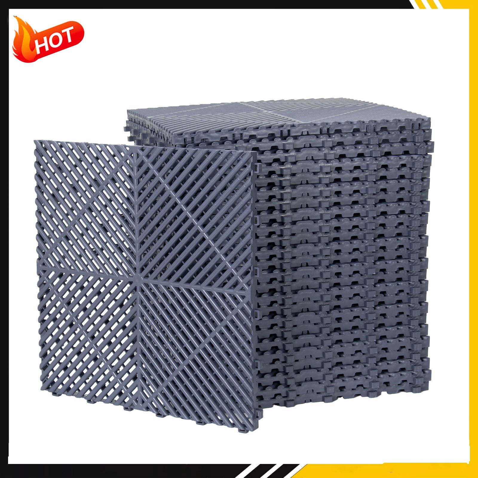 25Pcs Vented Water Drainage Interlocking Garage Floor Tiles 15.75” x 15.75”