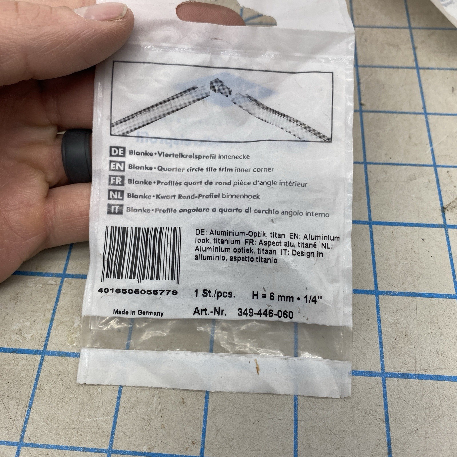 Blanke Systems Quarter Circle Tile Trim 1/4 Aluminum 348-446-060, 349-446-060