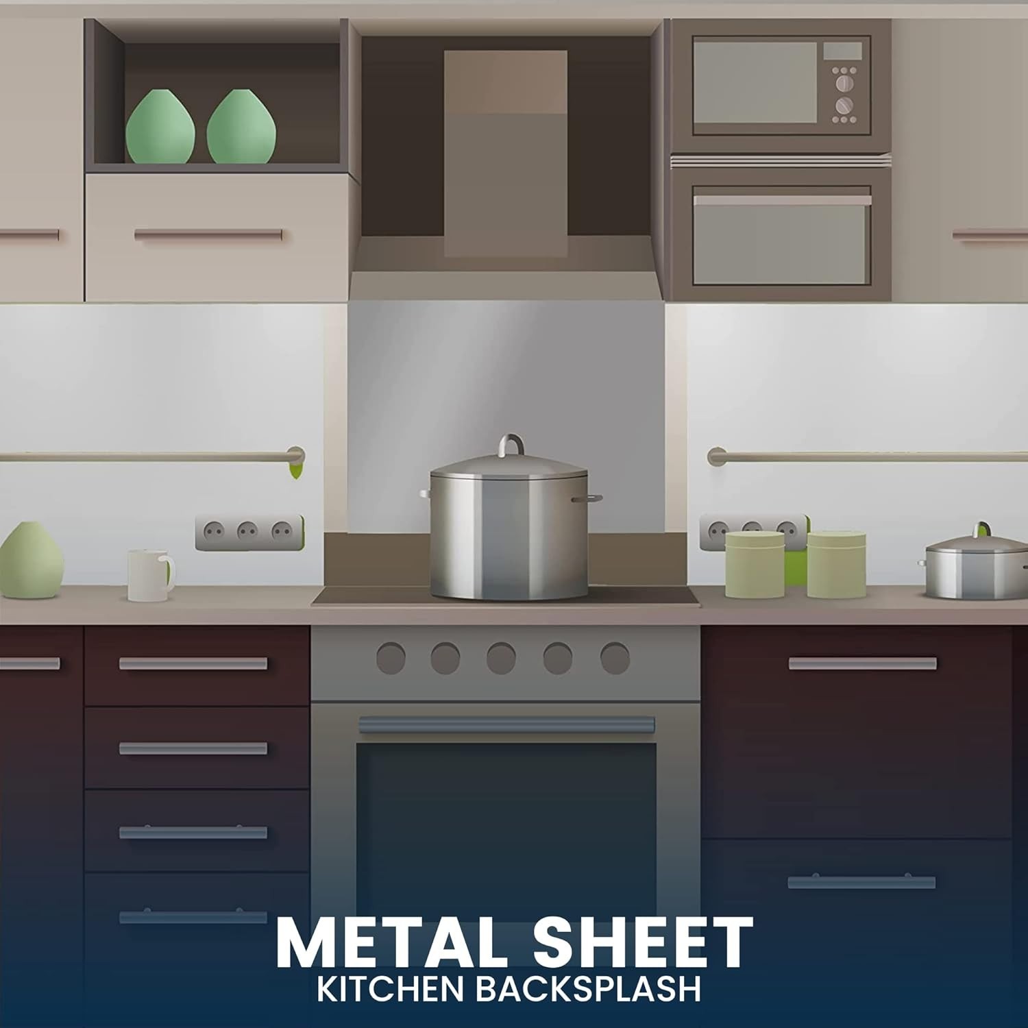 Kitchen Elegance: Reversible Metal Backsplash 36″ x 24″ – Easy Installation