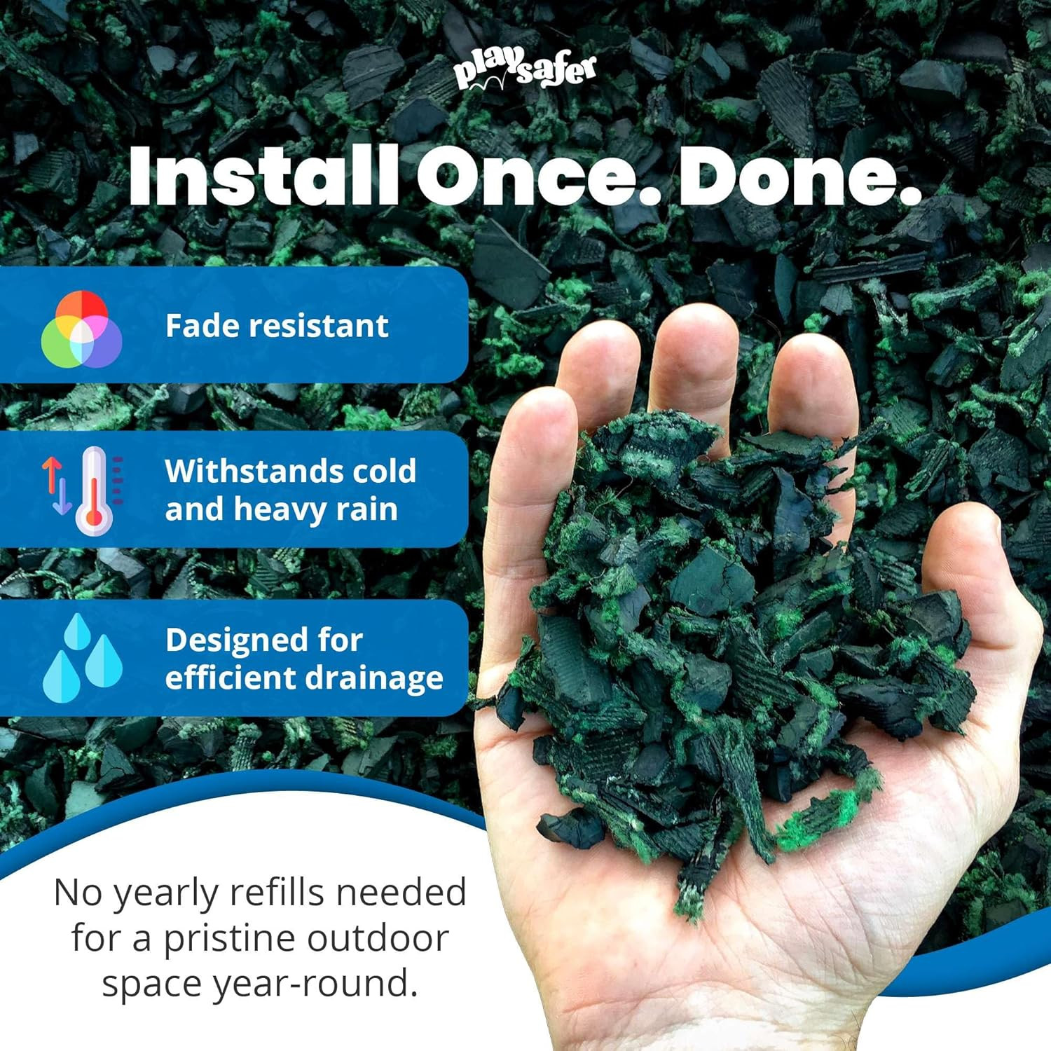 Rubber Mulch Nuggets Protective Flooring for Playgrounds, Swing-Sets, Play Areas