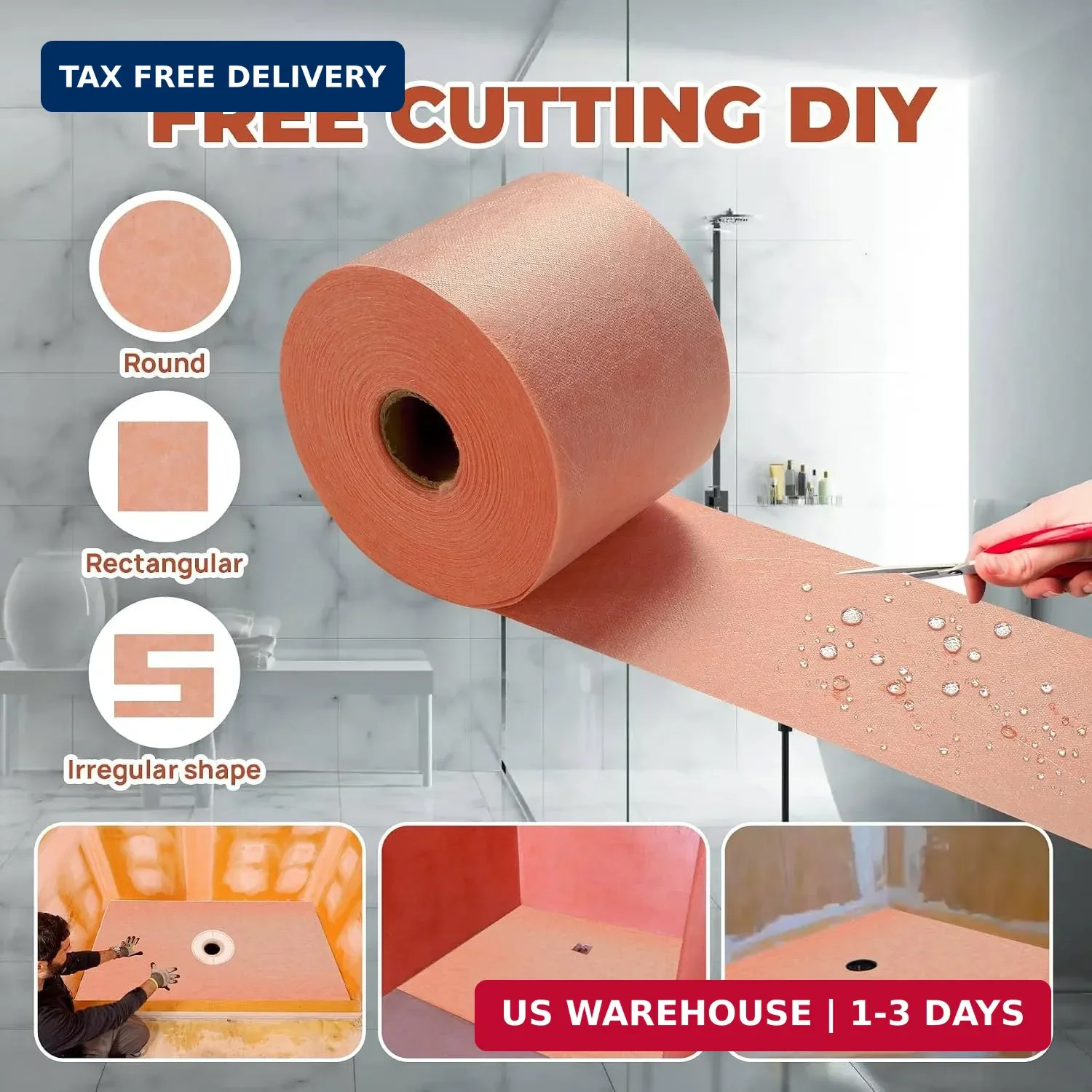 Sidasu 100FT Shower Waterproofing Membrane Roll, 5 Inch Wide | 20 Mil Profession