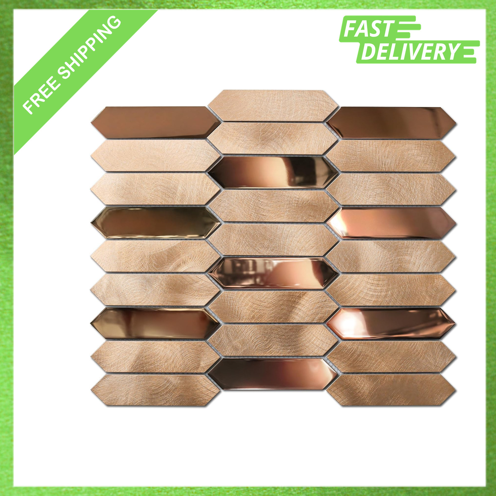 Champagne Gold Hexagon Mosaic Tiles, Metal Stainless Steel, 12×12 Inches, Pack