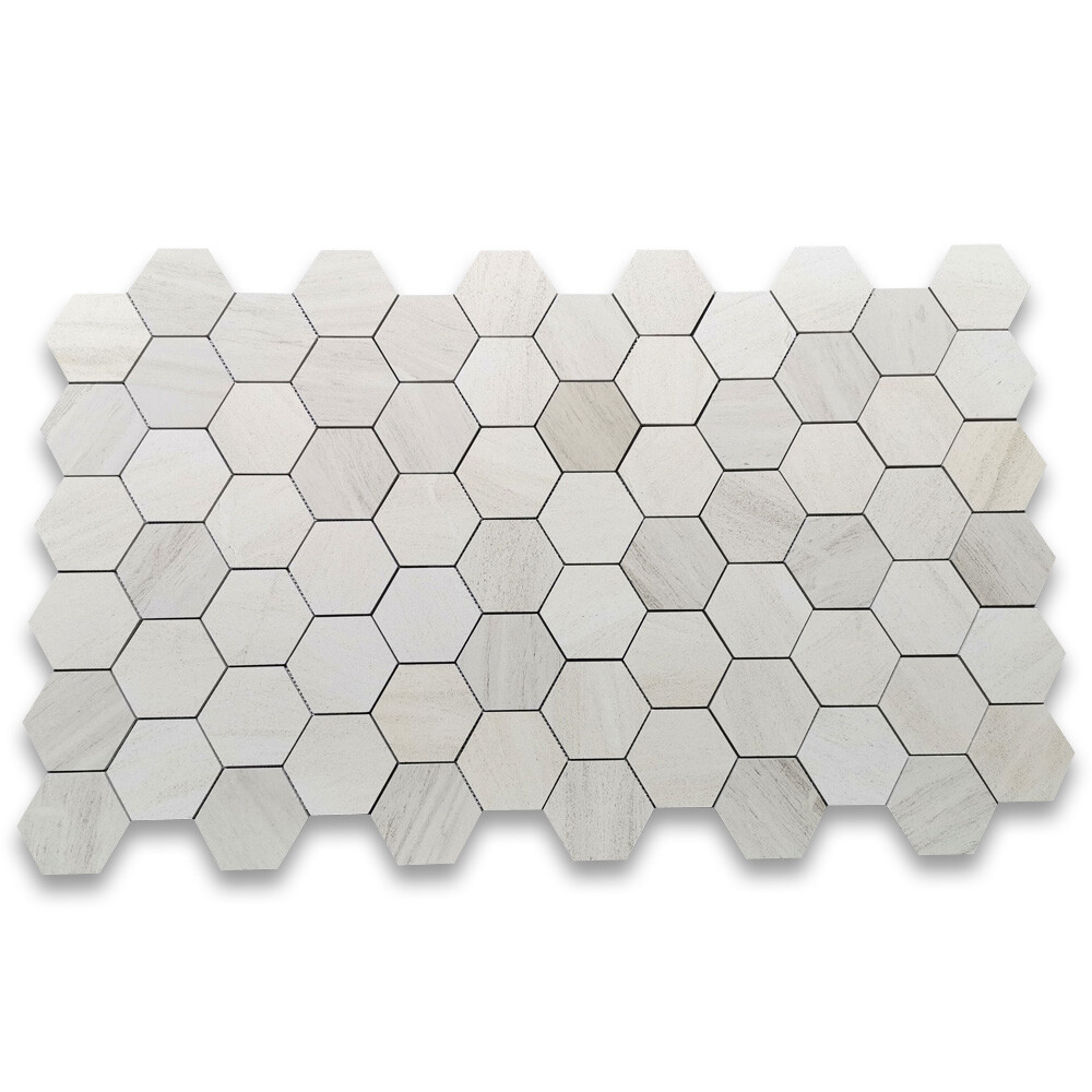 H35XH Moleanos Beige Golden Beach Limestone 5 inch Hexagon Mosaic Tile Honed