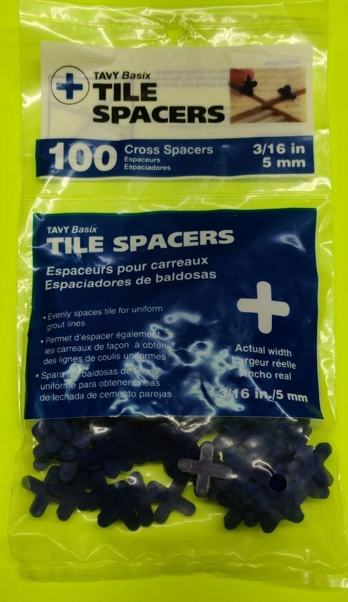 (5 Bags)Tavy Basix Cross Tile Grout Spacers 3/16in 5mm 500pc Pack New(5x 100pcs)