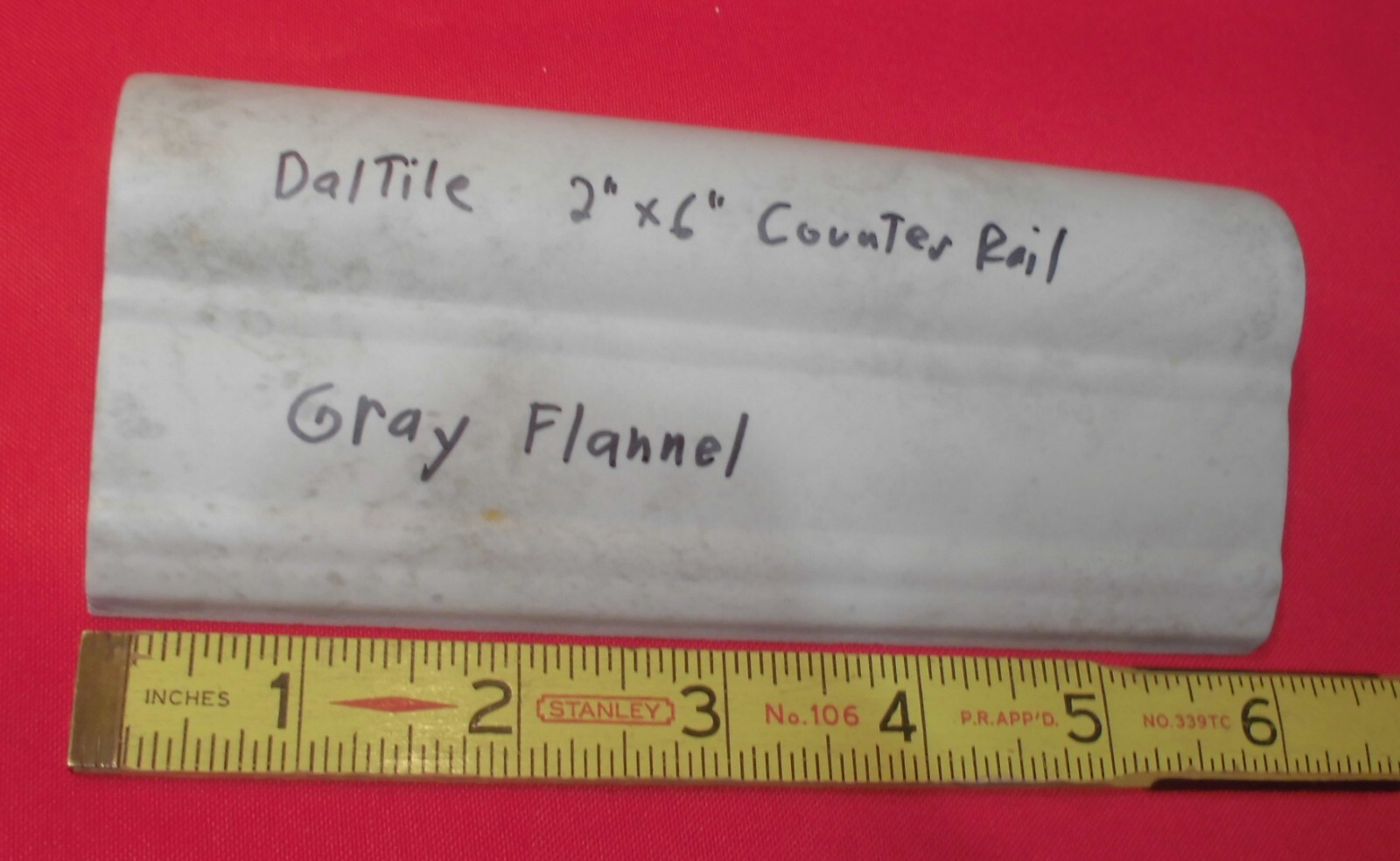 1 pc. Daltile: Light & Darker Grays: V-Cap Ceramic Trim Tile: Countertop-Edging