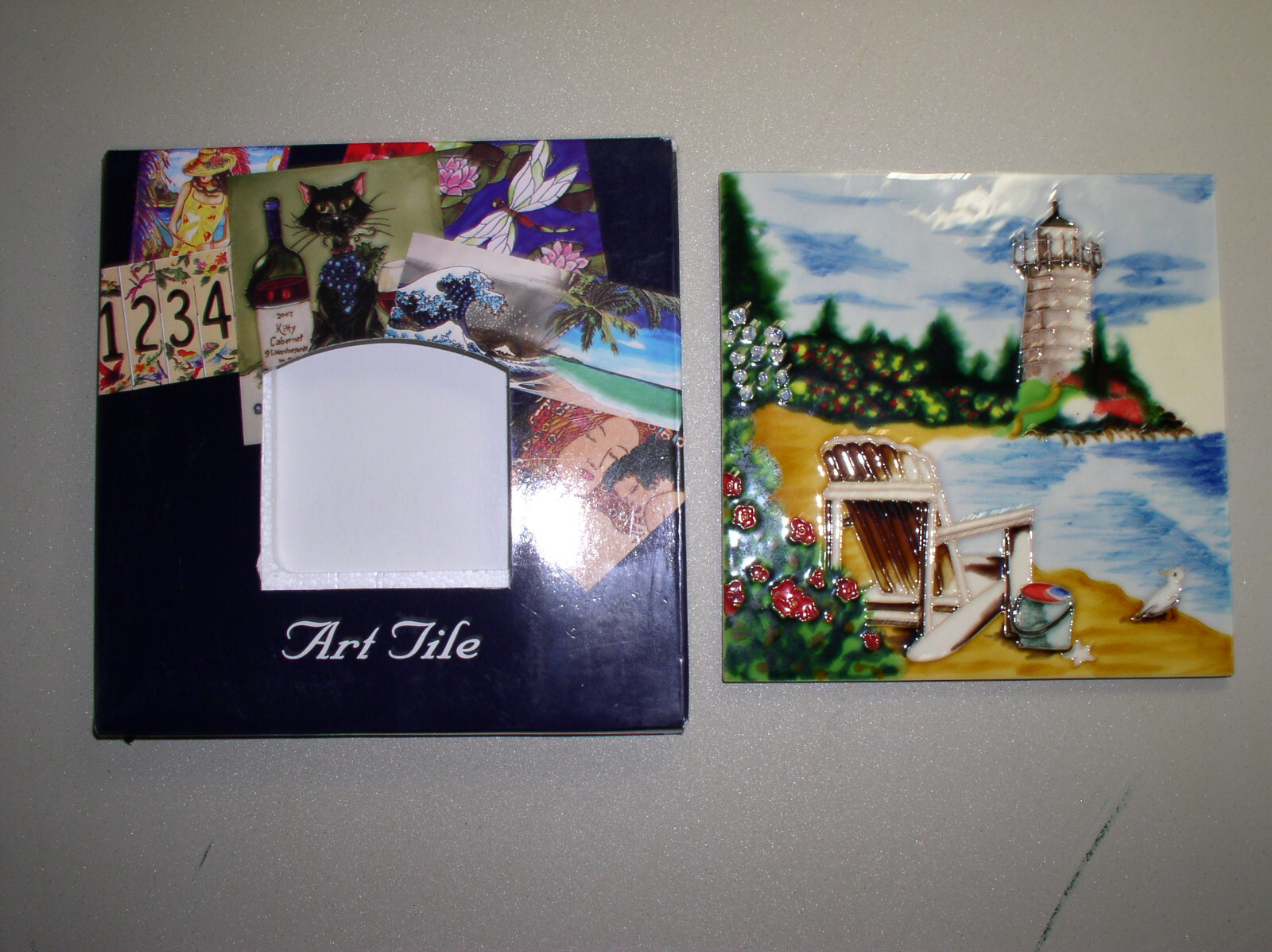 Envogue Lighthouse Beach Scene Decorative Ceramic Art Tile 8″ X 8″ NEW IN BOX