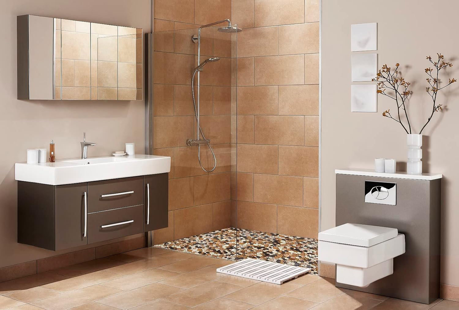 Yellowstone Non-Slip Matte Pebbles Mosaic Tile for Shower & Bathroom Floor