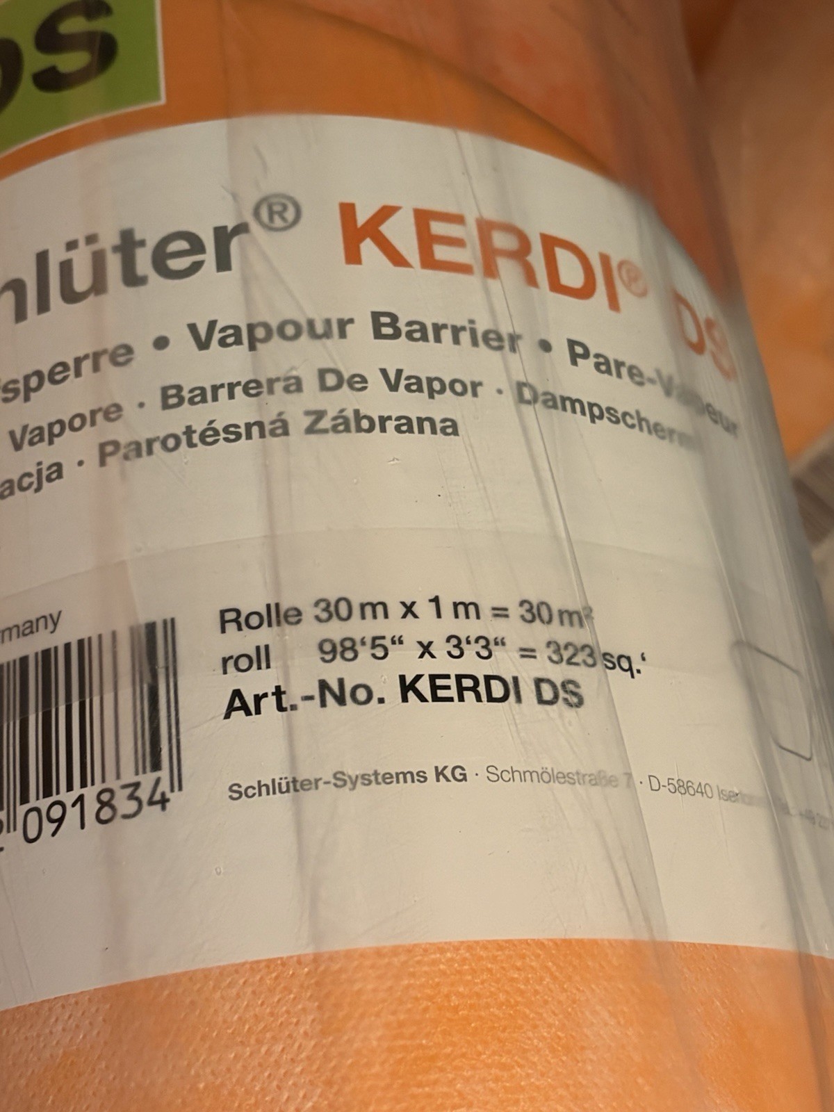 Schluter Systems Kerdi DS Waterproofing Membrane 323 Sq Ft Roll 20 mil Thickness