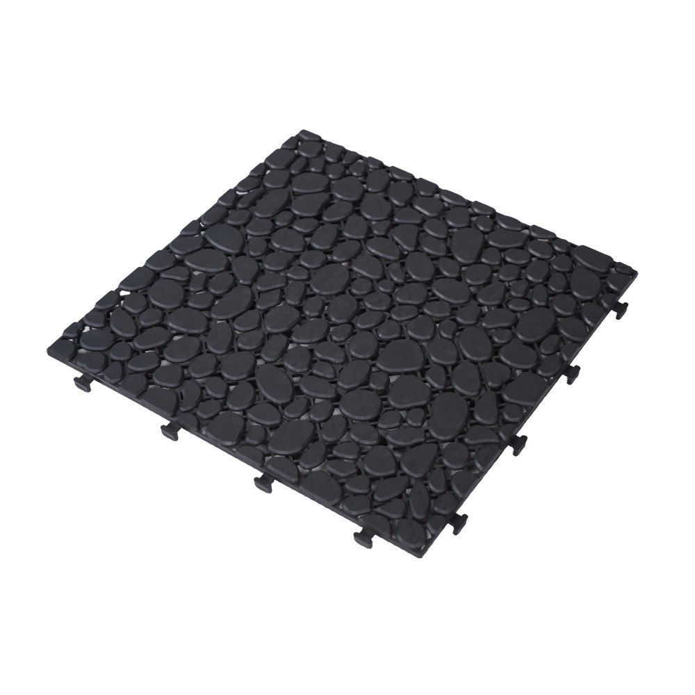 60Pcs 12 x 12 Inch Black Interlocking Deck Tiles Plastic Anti-slip Bathroom