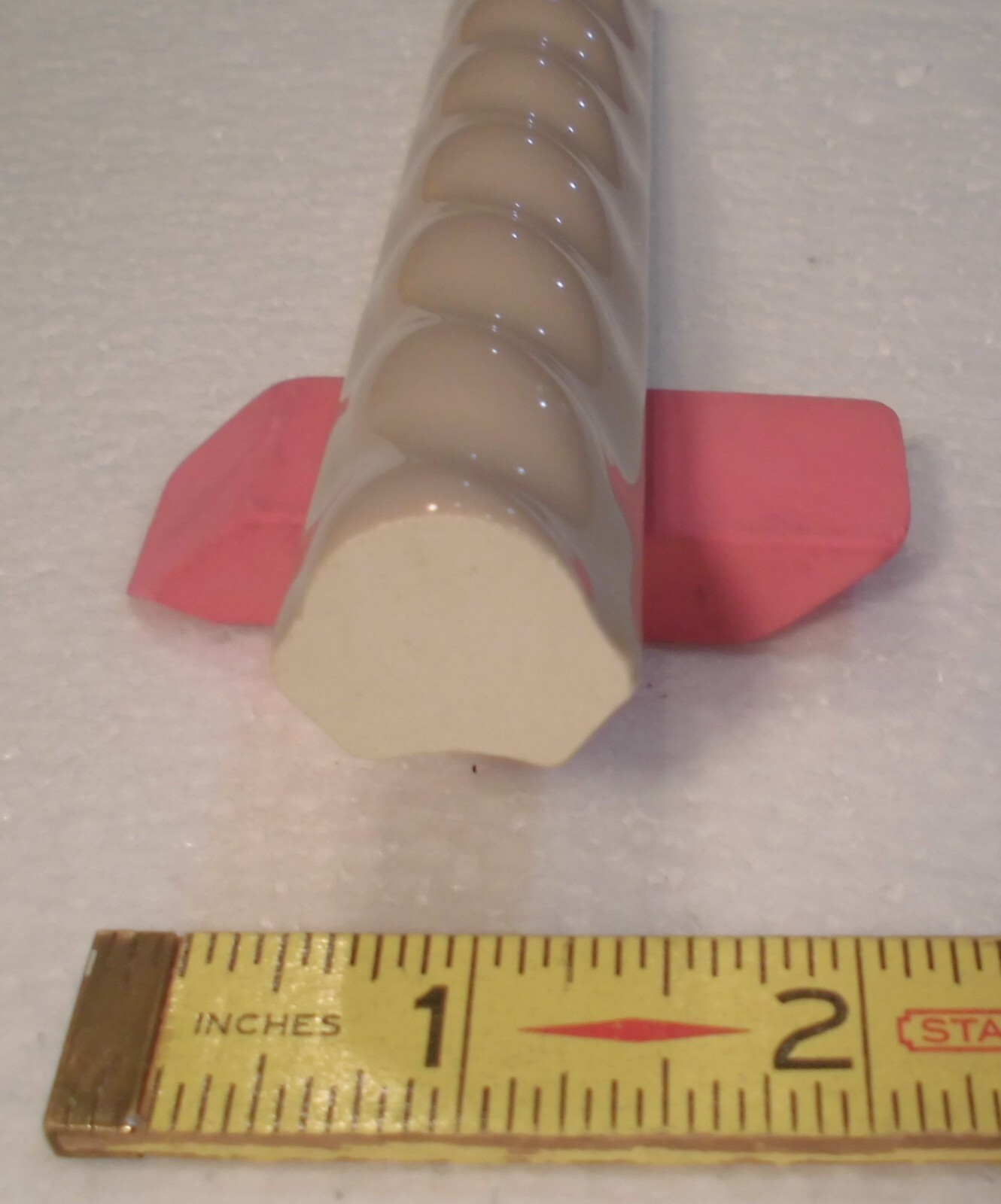 1pc. Darker Fawn Beige Color, Ceramic Sizzle Liner Rope Tile 3/4″ X 6″ NEW
