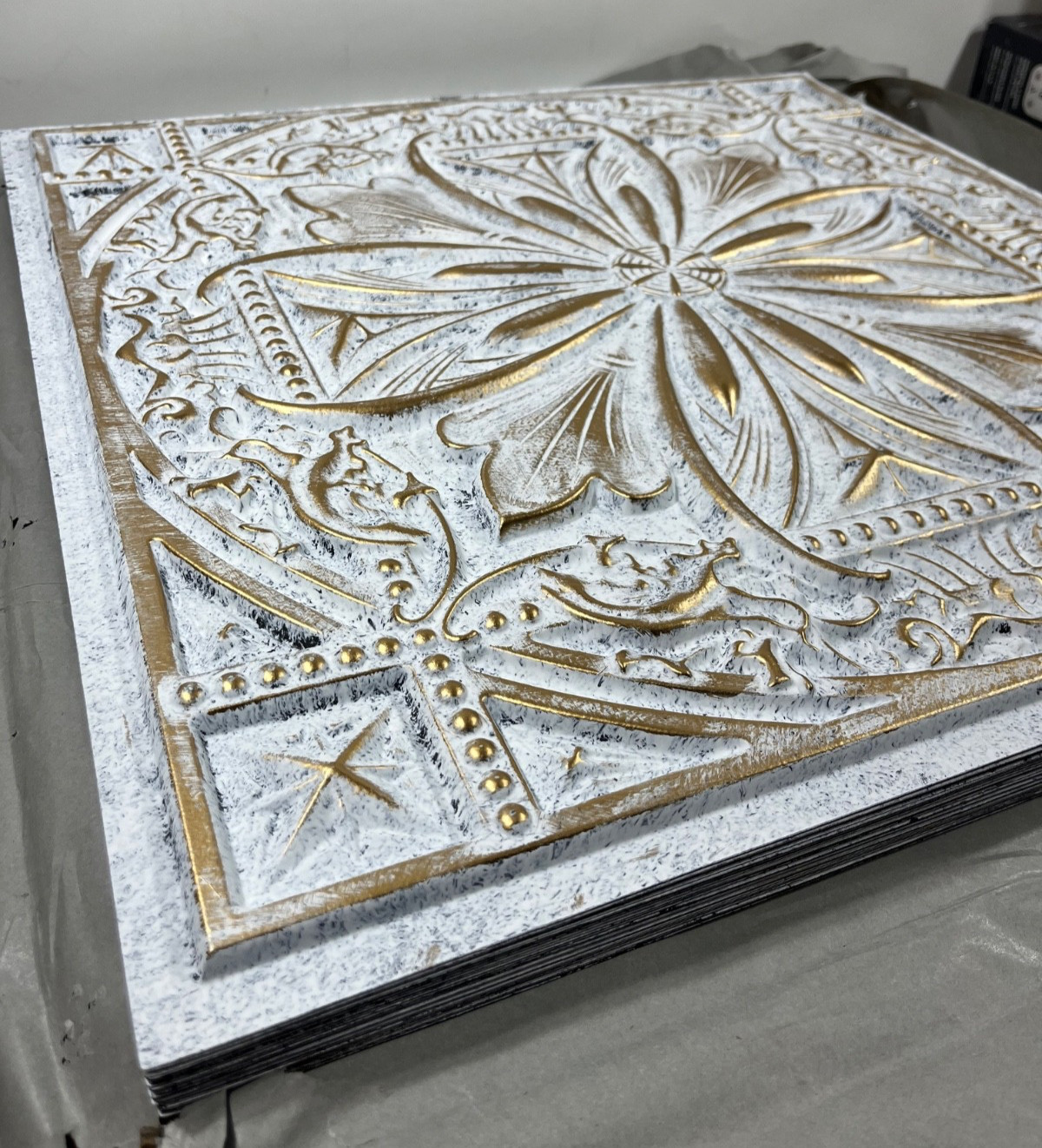 DCT10 Milan PVC 2′ x 2′ Lay-in / Glue-up Ceiling Tile 100 sq ft. Aged White Gold