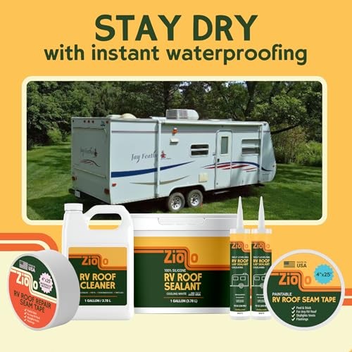 RV Roof Repair Seam Tape with Roller – 4″ x25′ Waterproof Tape for Campers,
