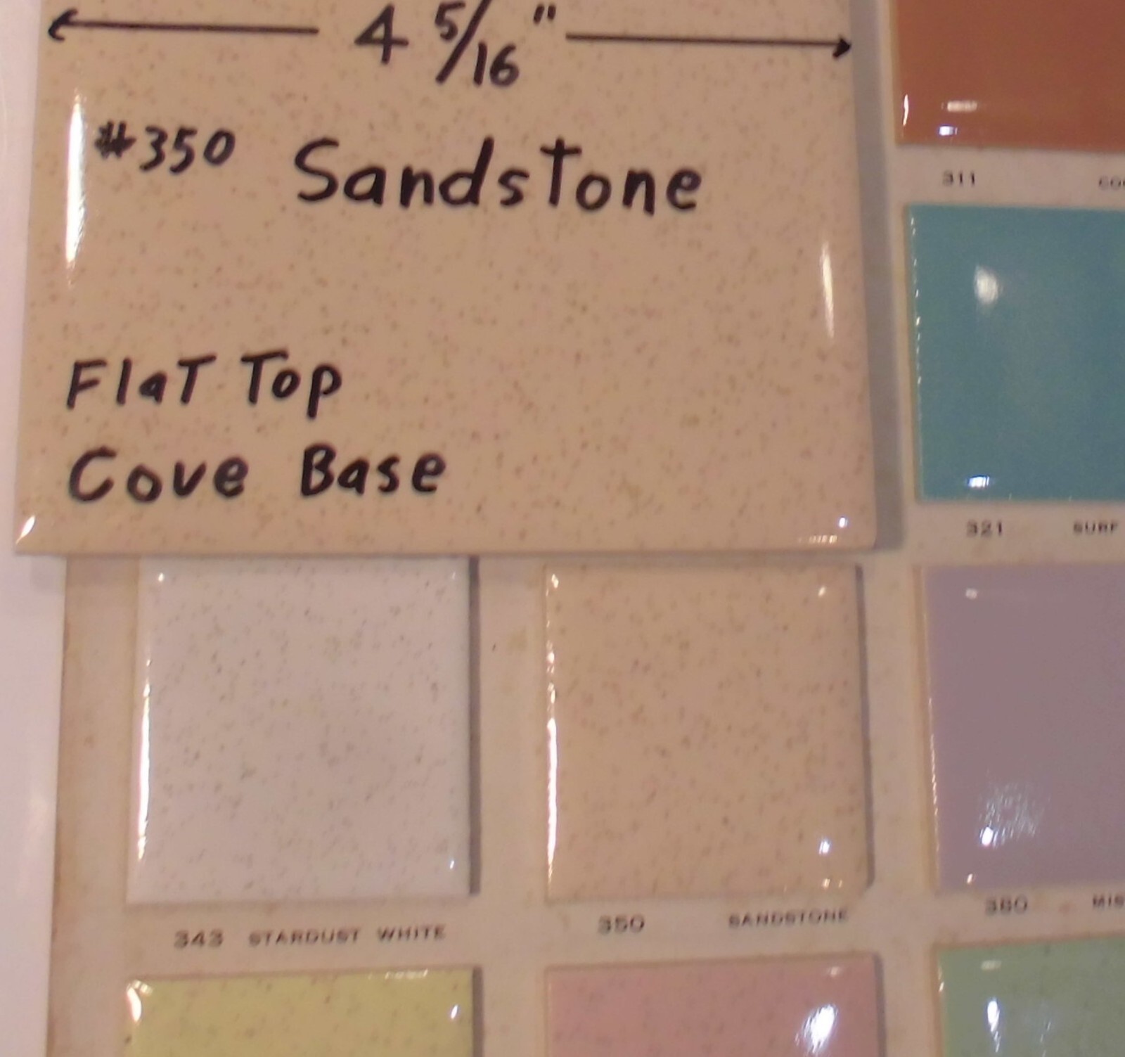 1 pc. Sandstone – Buckwheat: Cove-Base Ceramic Tile 4-5/16″ Robertson Co. Glossy
