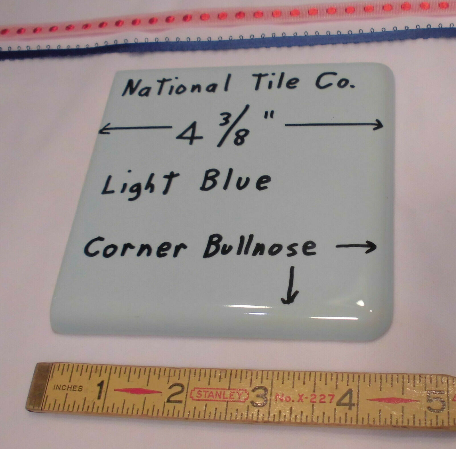 1 pc. *Twilight Blue* Ceramic Glossy Corner Bullnose 4-3/8″ National Tile Co.