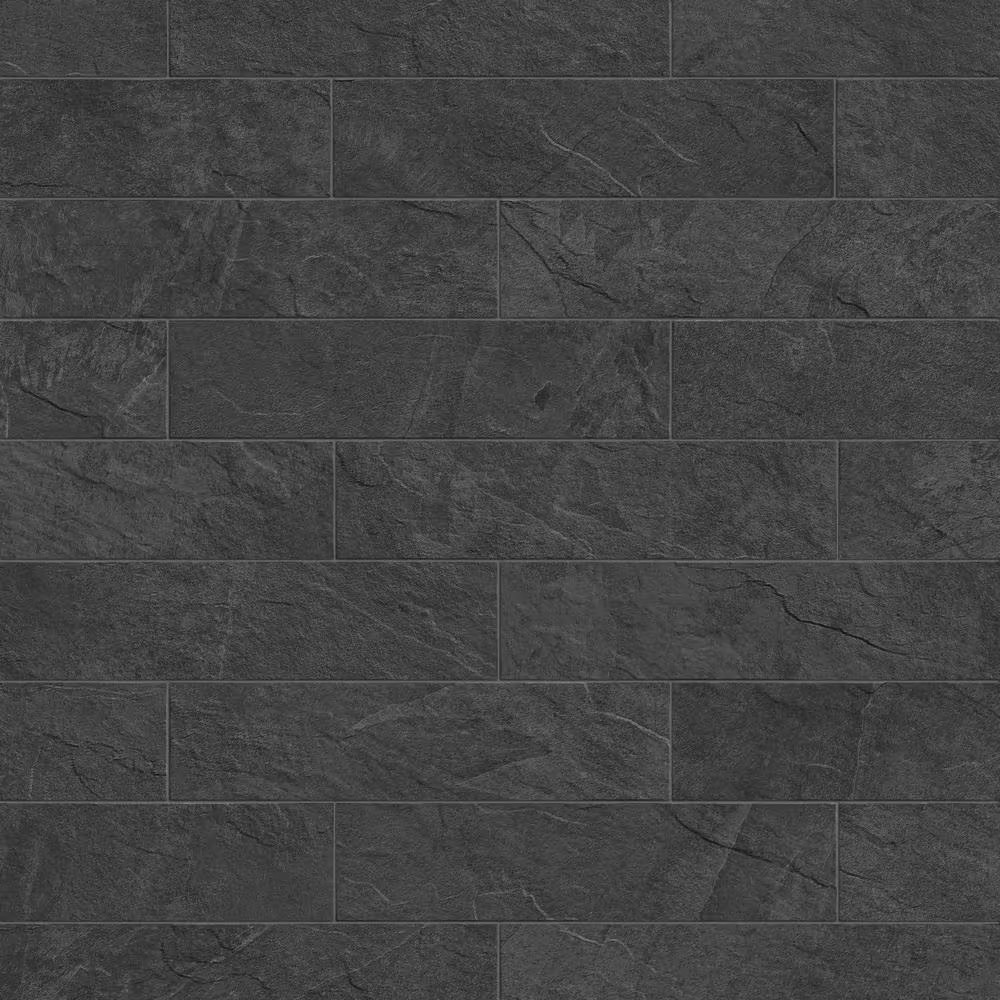 Slate Black Matte 3 In. X 12 In. Stone Look Porcelain Floor and Wall Tile (3.39