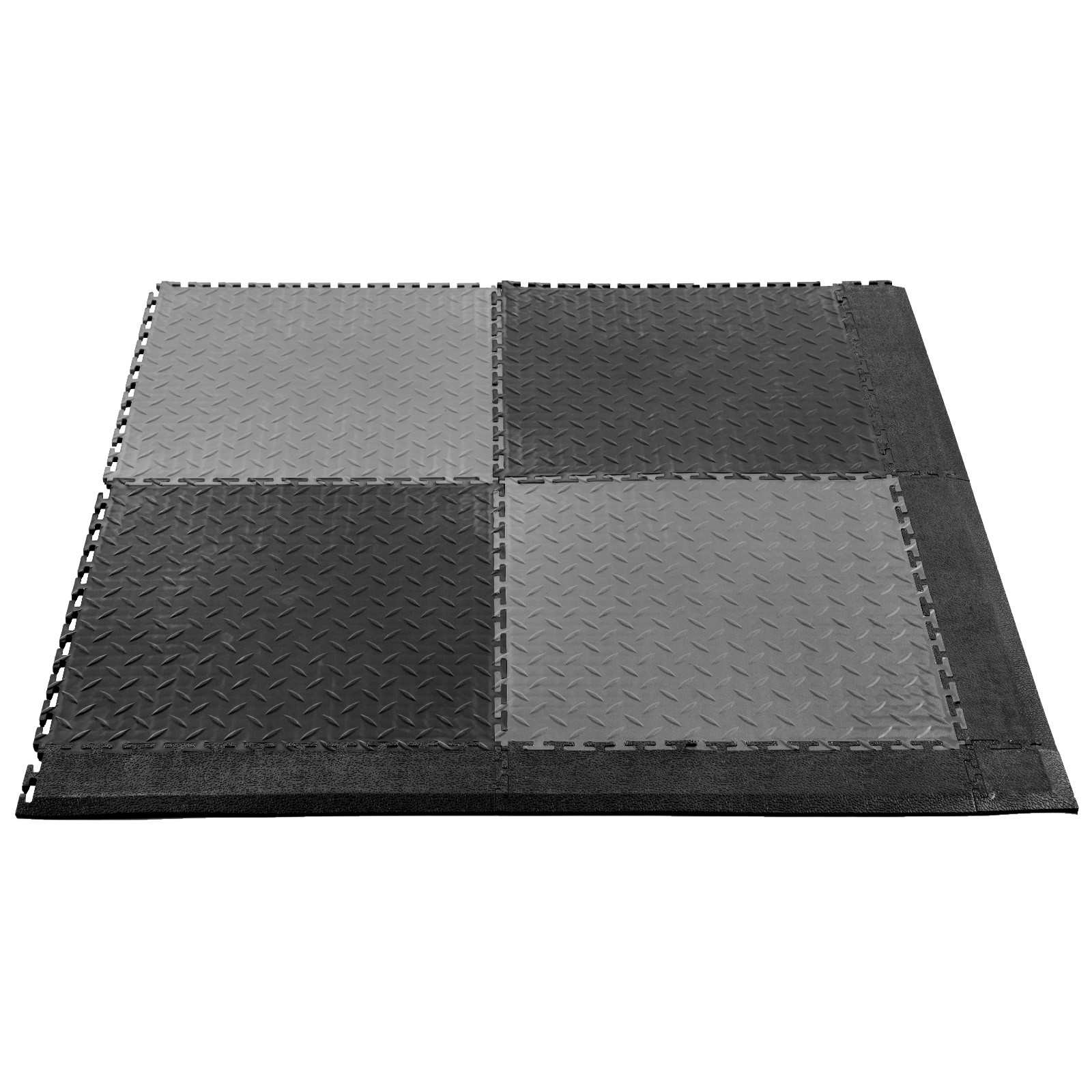 VEVOR Male Garage Floor Edge Kit 12 Edges 4 Corners PVC Interlocking Black