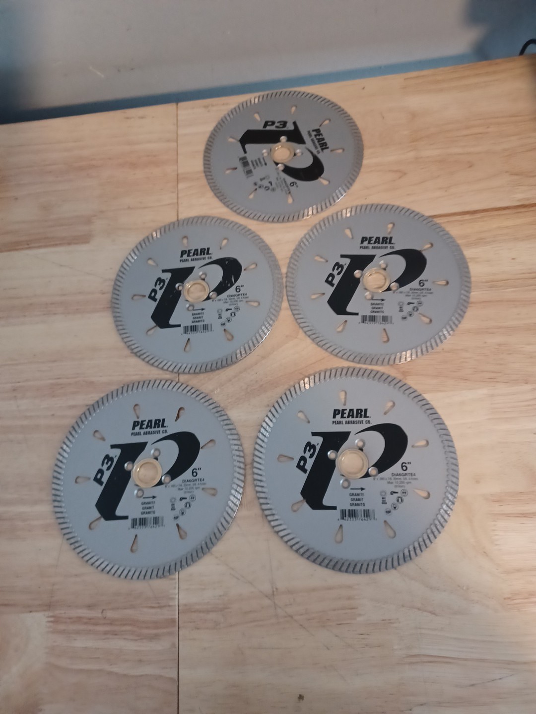 Pearl Abrasive P3 Granite Diamond Blade 6″ Dia 6″×.090×7/8″ 10,200 Rpm Lot Of 5
