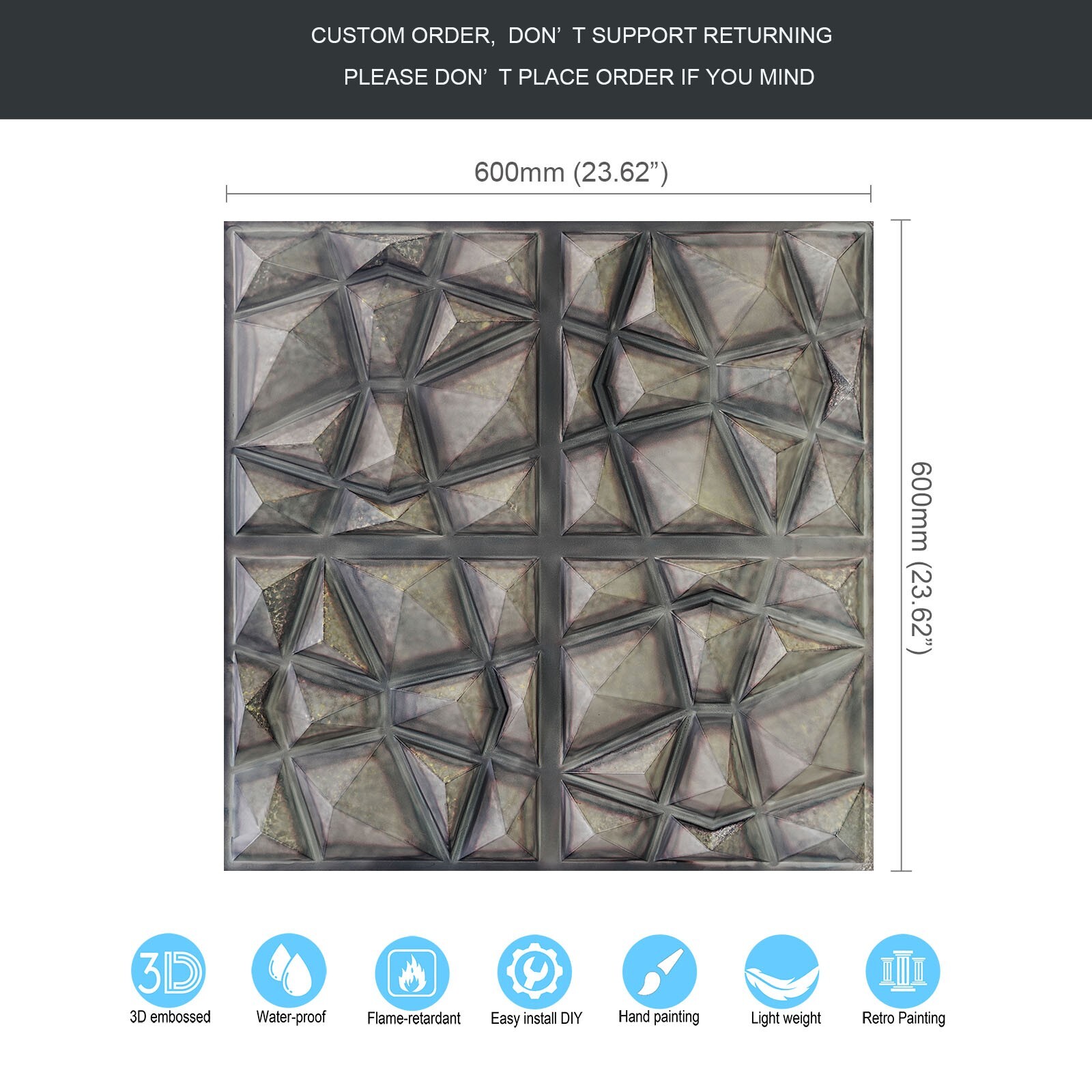 3D Embossed PVC Tin Ceiling Tiles Faux Tin Painting Panel PLM101 Driftwood 10pcs
