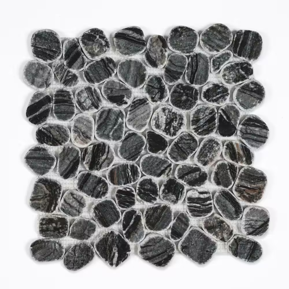 Henley Pebble 12 In. X 12 In. X 10Mm Tumbled Marble Mosaic Floor and Wall Tile (