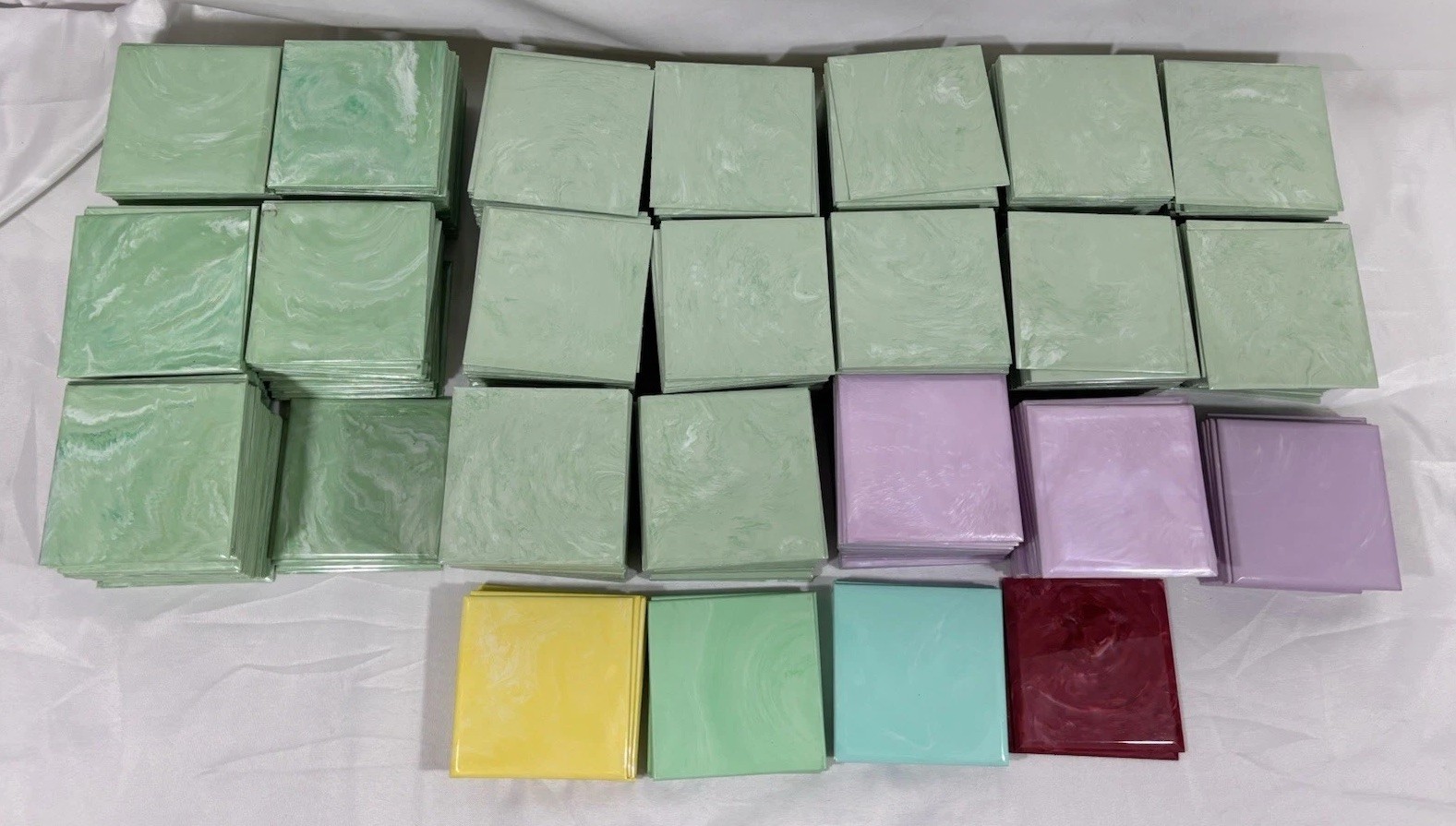 5 Vintage Mint Green Aqua Marble Plastic Polystyrene Wall Tiles 4.25″x4.25″