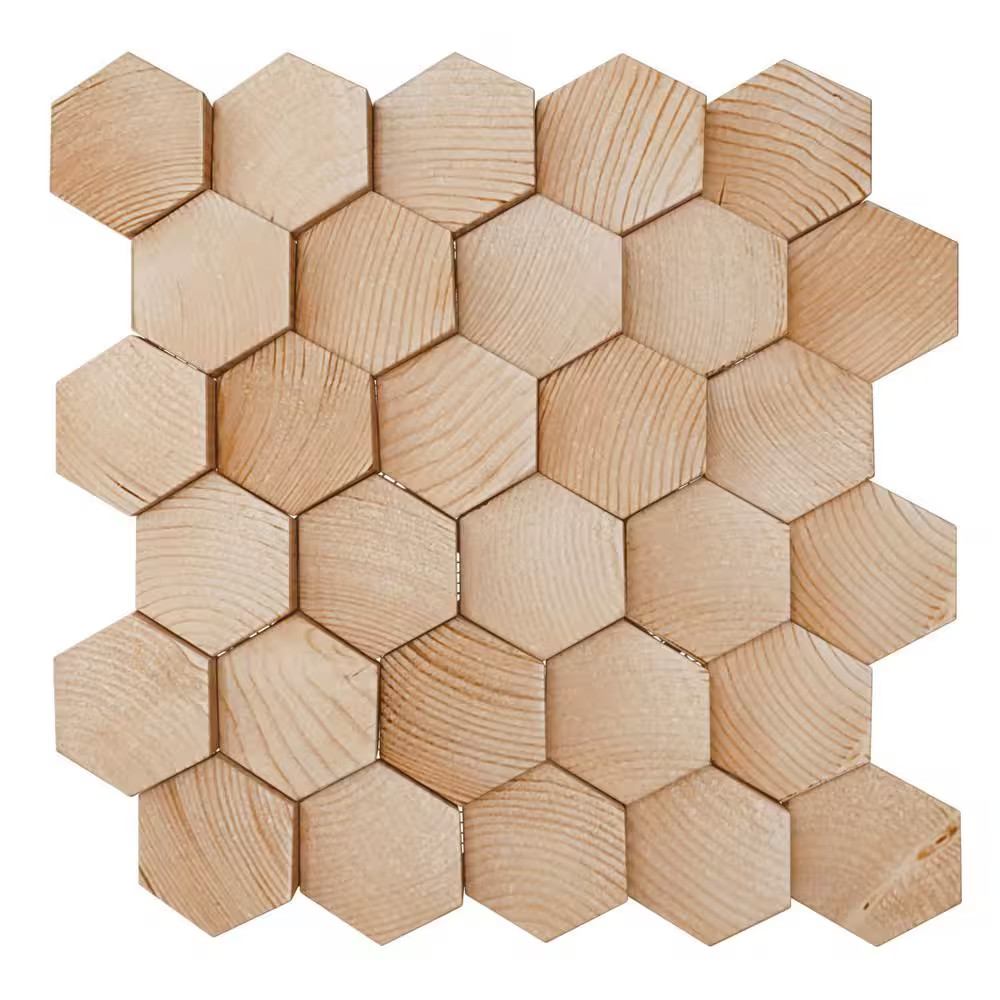 11-7/8 In. W X 11-7/8 In. H X-1/2 In. P Small Honeycomb Wood Mosaic Wall Tile, P