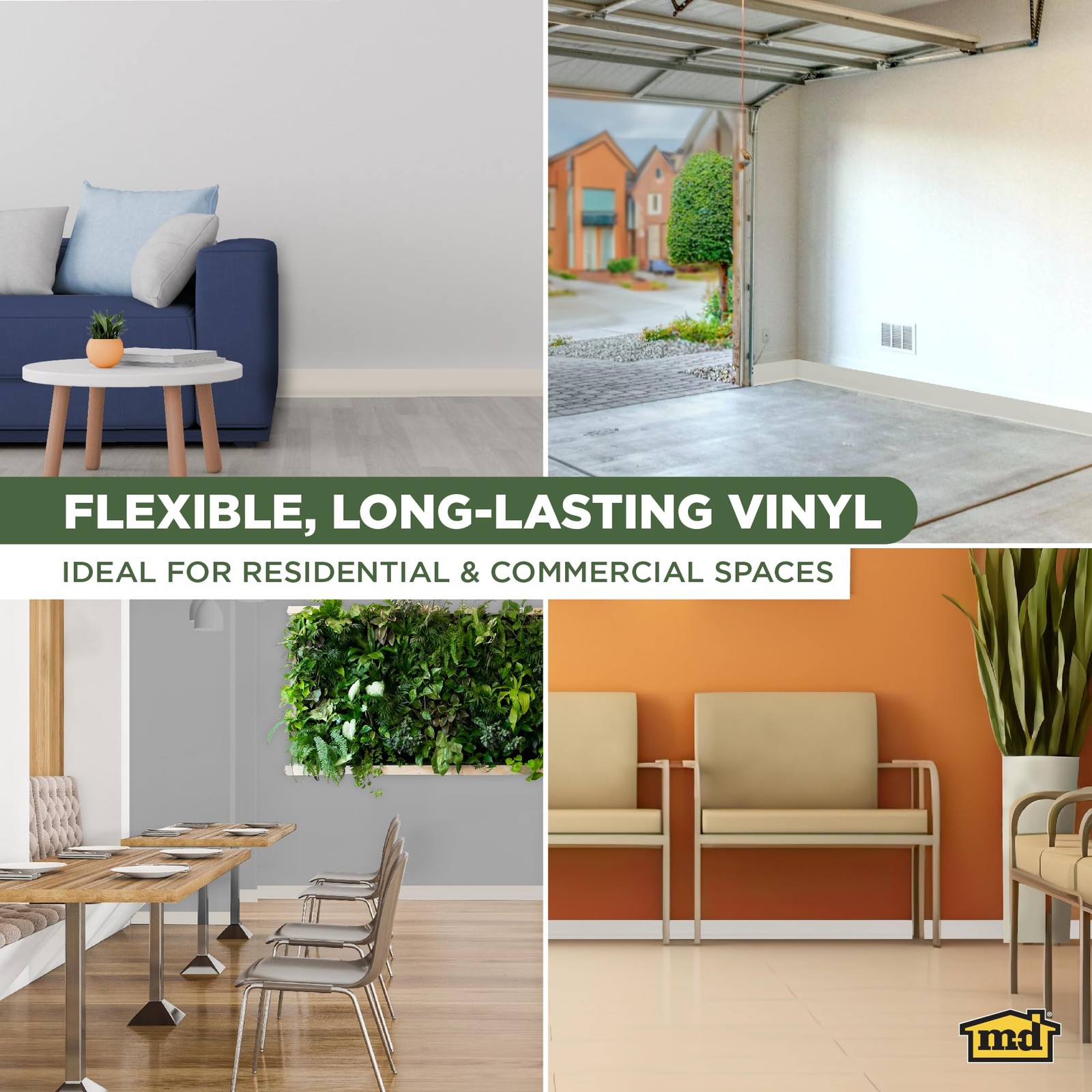 4-Inch x 120-Feet Dry Back Vinyl Wall Base, Flexible Dry Back Vinyl Trim with…