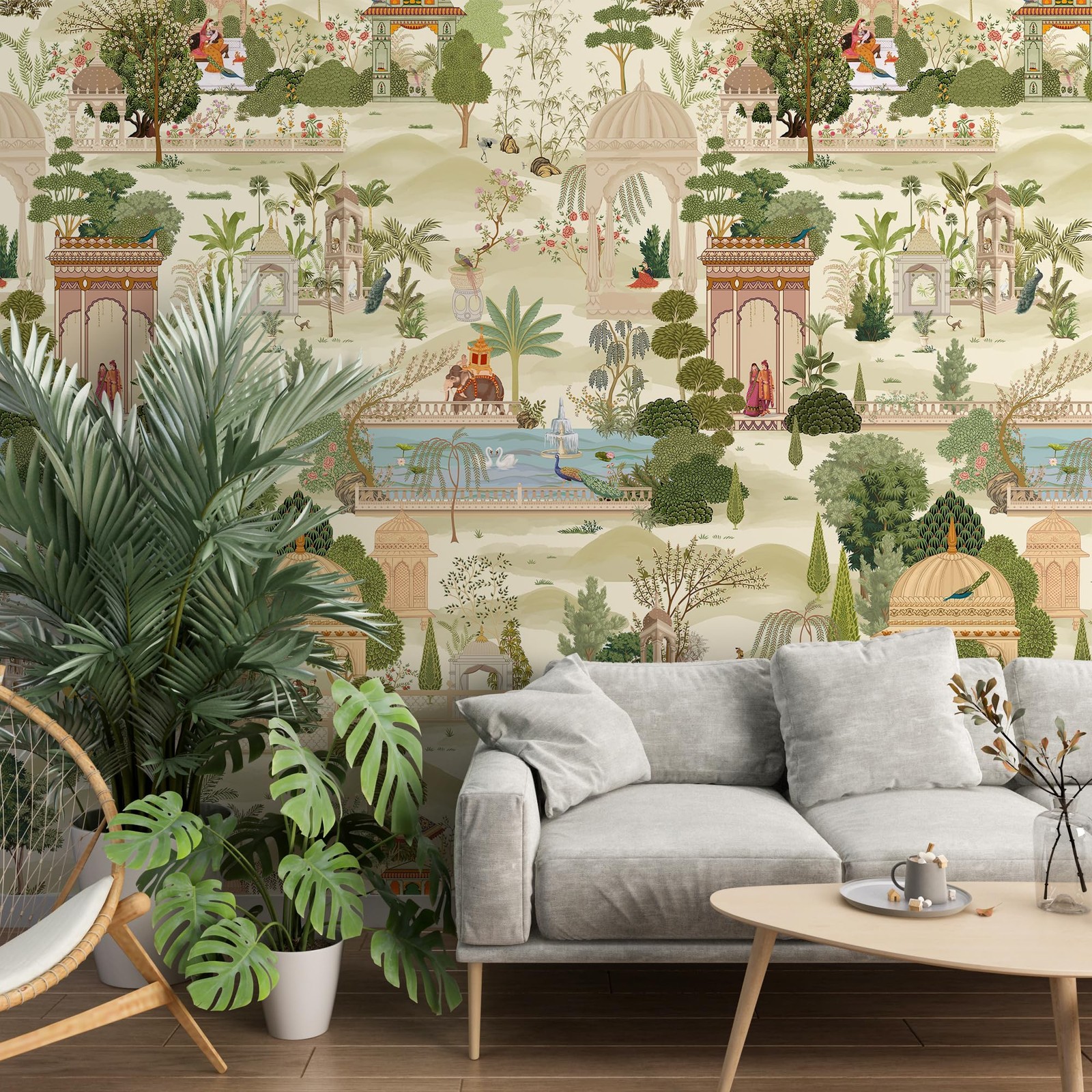 Exotic Tropical Green Wall Murals Peel and Stick 148″ W x 98″ H Botanical Ind…