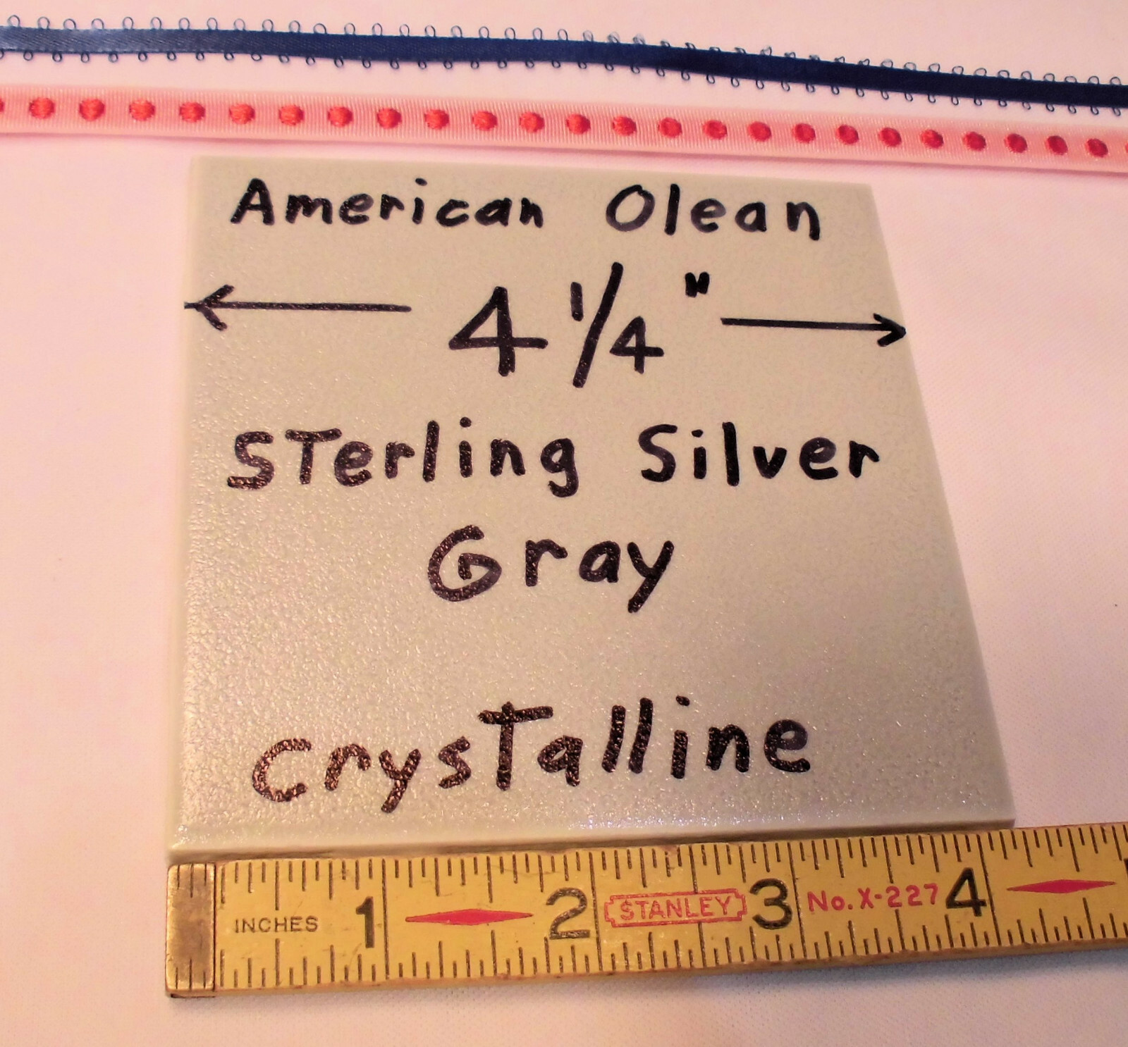 1 pc. Gray – Sterling Silver: Ceramic Tile *Crystalline* American Olean 4-1/4″