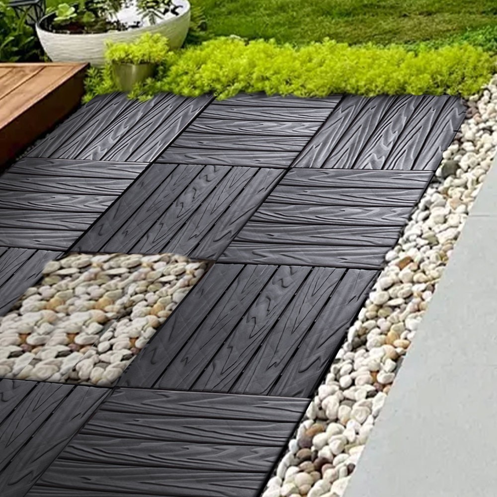 11.42″x11.42″ Plastic Interlocking Deck Tiles – 61.60 Sq.Ft Outdoor Plastic