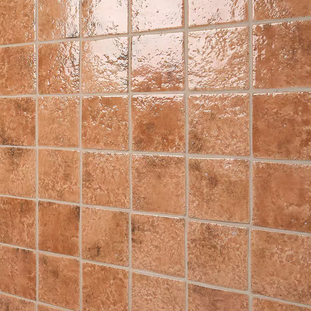 Elara Sunset Terracotta 4.72 In. X 4.72 In. Glossy Textured Porcelain Floor and