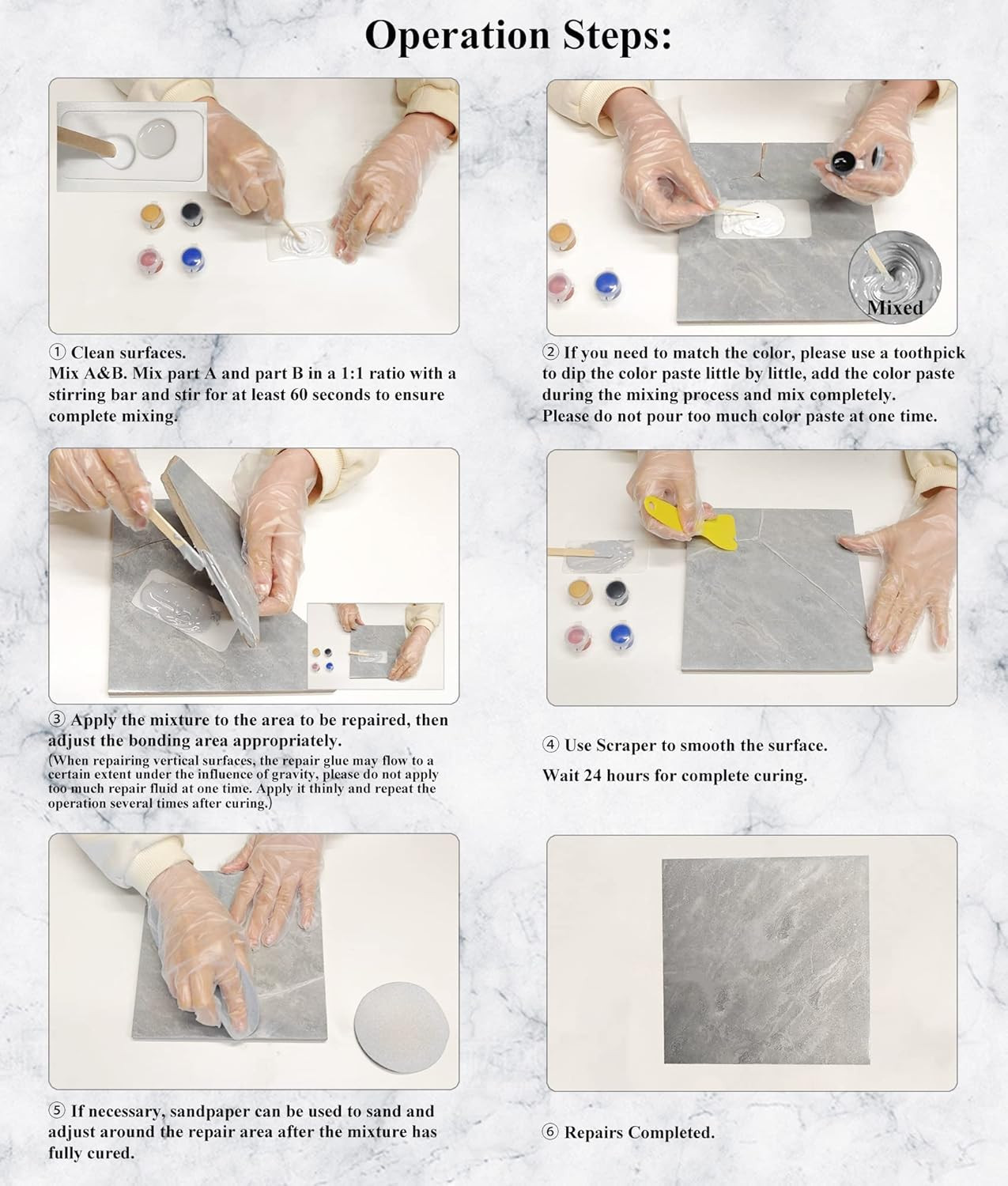 Tub, Tile and Shower Repair Kit (Color Match), Hupeyna Porcelain Repair Kit, Bat