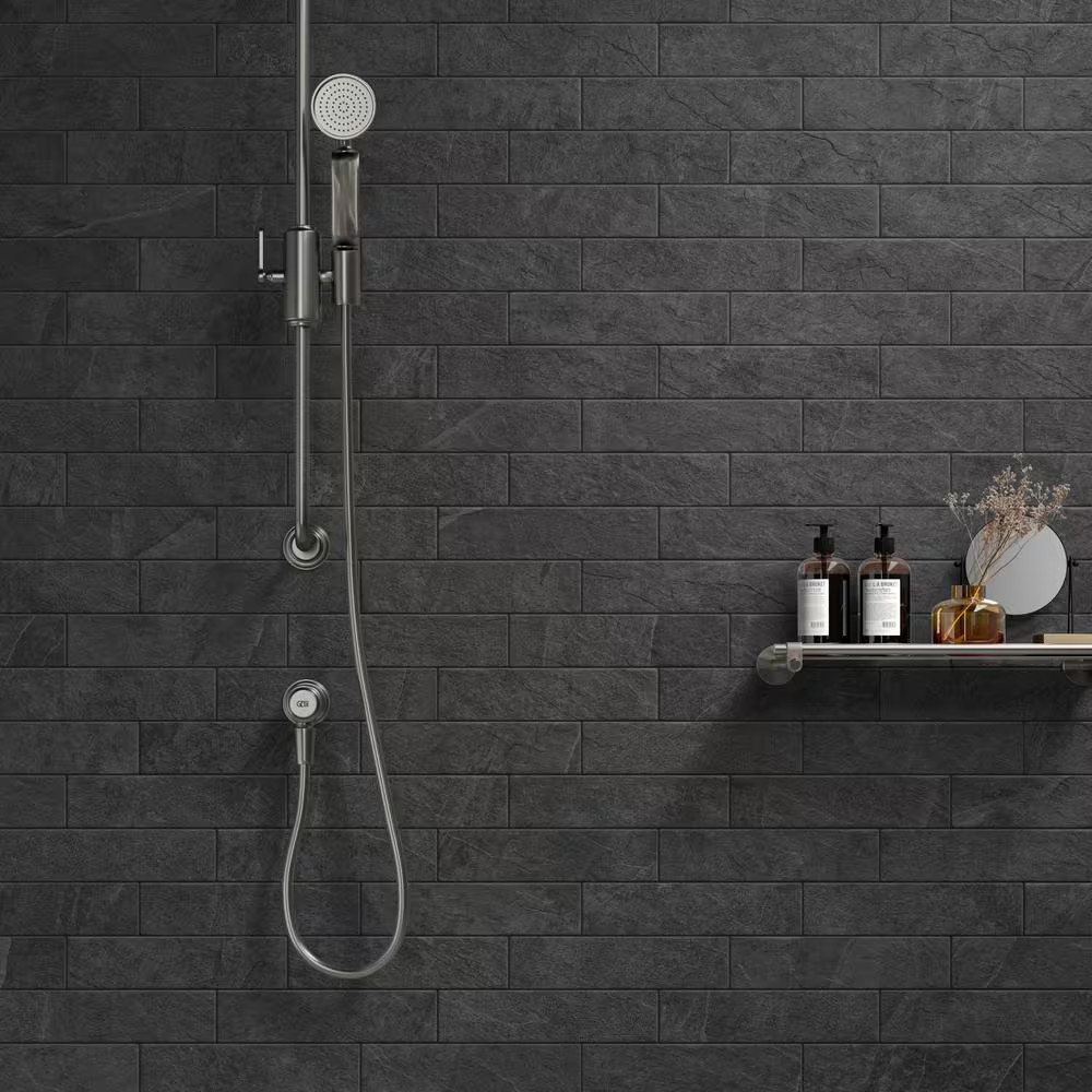 Slate Black Matte 3 In. X 12 In. Stone Look Porcelain Floor and Wall Tile (3.39