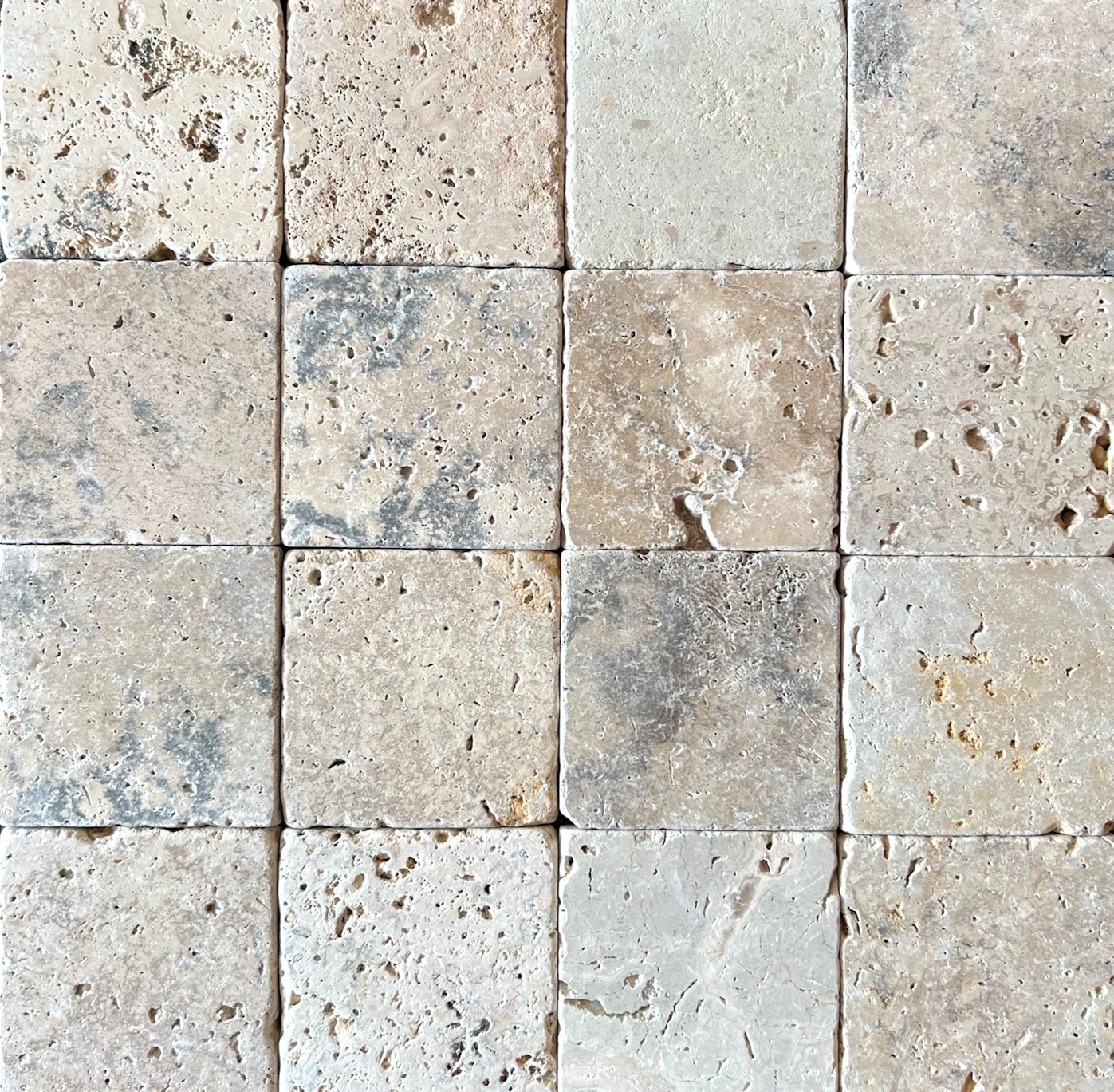 Antico Rustic Mix 4×4 Tumbled Aged Travertine Tile Floor Wall (Sold per SF) Bath