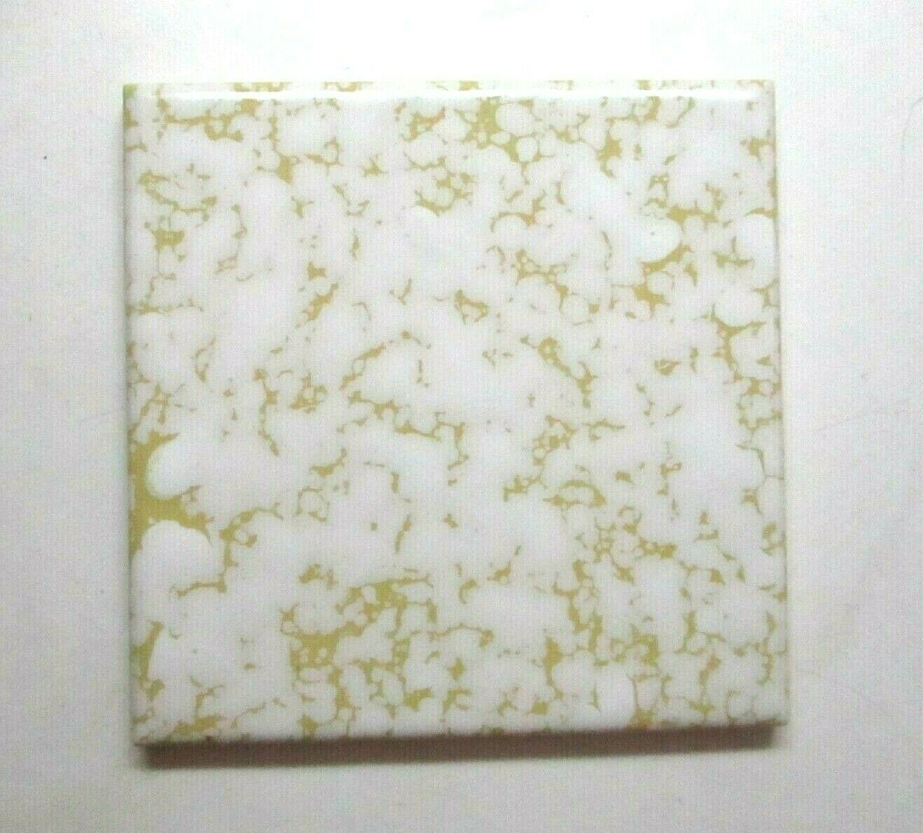 1 Wall Tile CGSC US Ceramic 4-1/4″ Mustard Yellow Dapple on Beige Wrinkled MCM