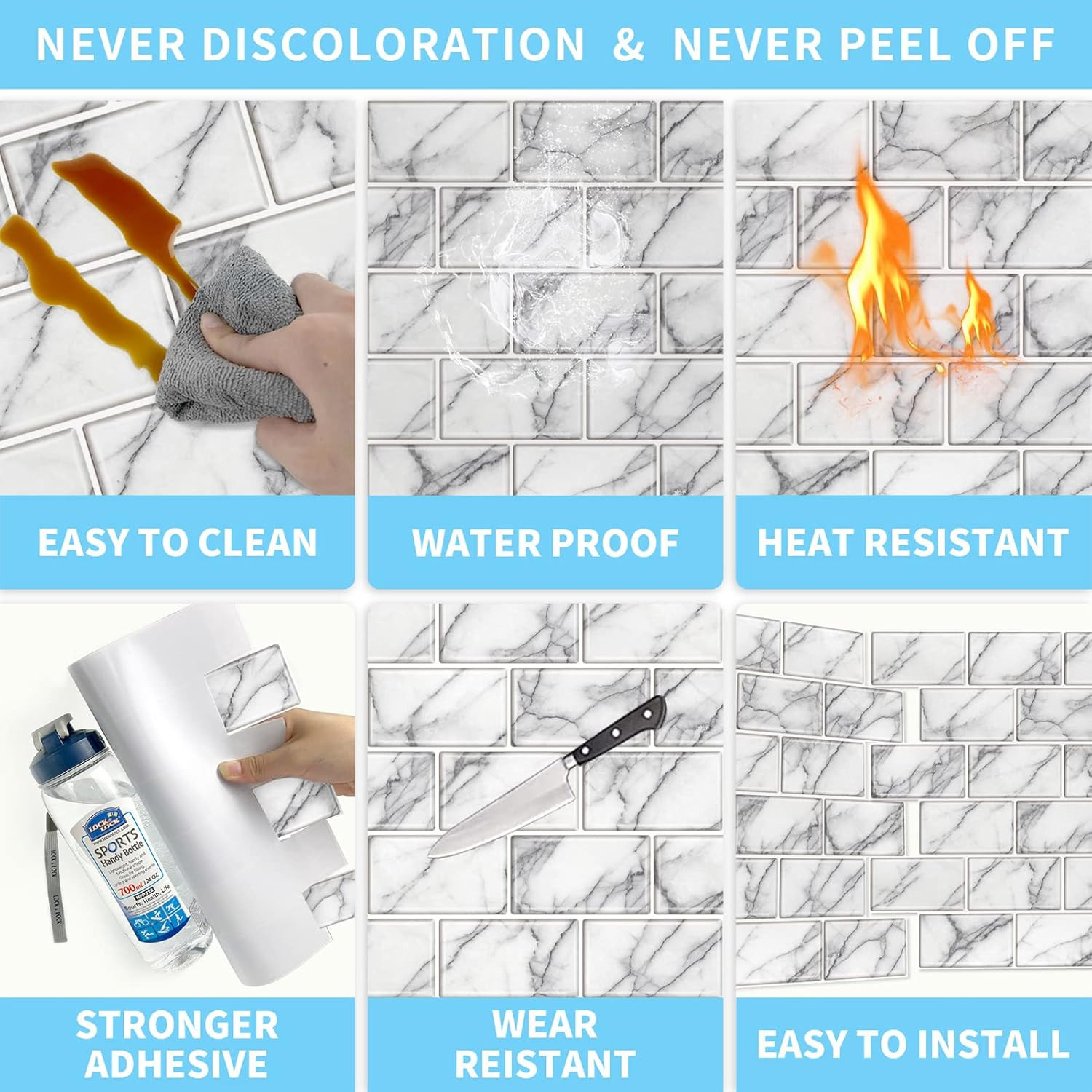 10-Sheet Backsplash Tile for Kitchen Peel and Stick,12″X12″ Self