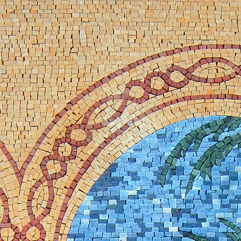 PALM TREE MOSAIC Tiles | Palm Trees In Desert Scenery Pattern Tiles For Home
