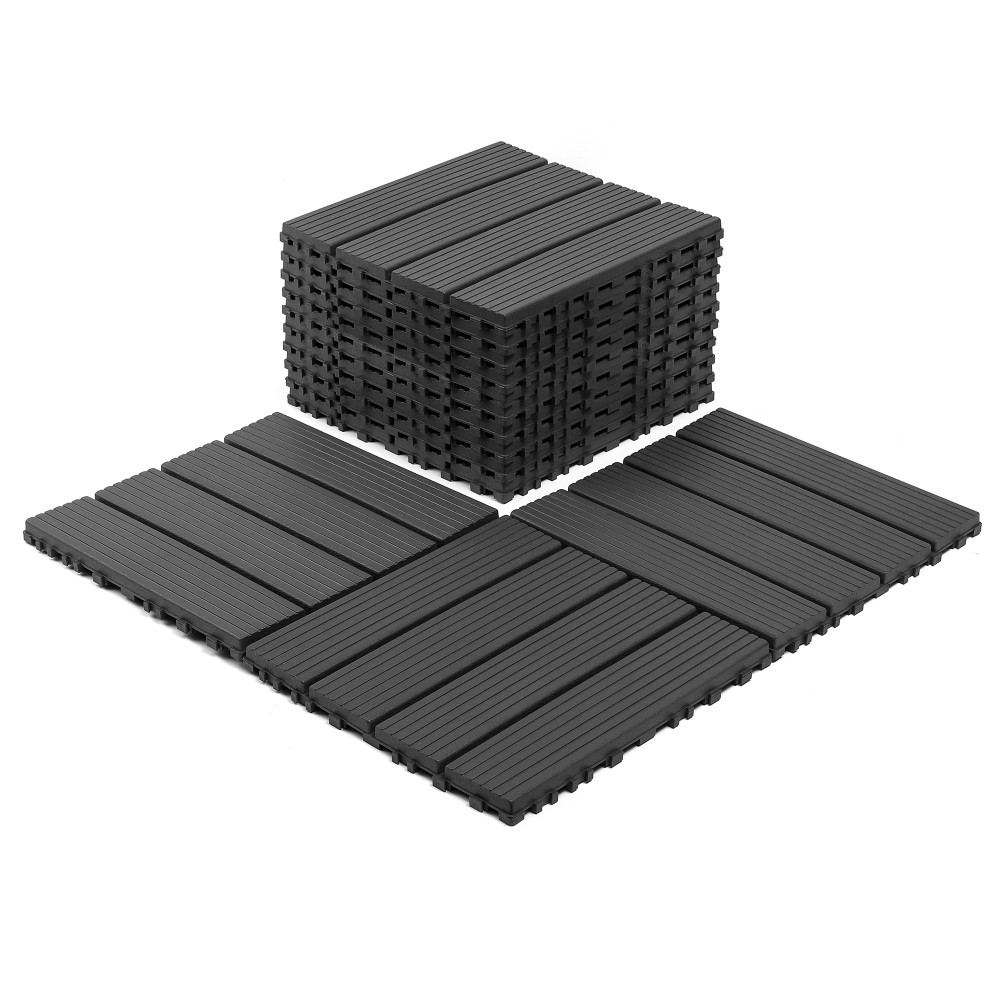 44x Plastic Interlocking Decking Tiles Terrace Decking Tiles, 12 X 12 Inches