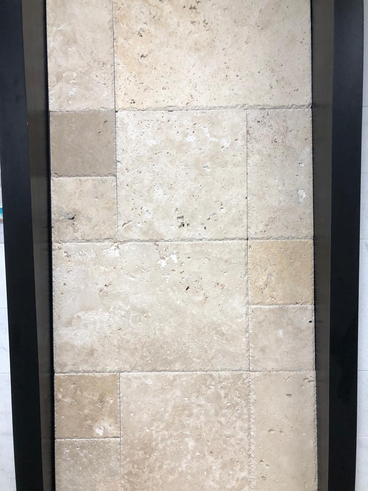 IVORY BLEND TRAVERTINE BRUSHED & CHISELED VERSAILLES FRENCH PATTERN TILES