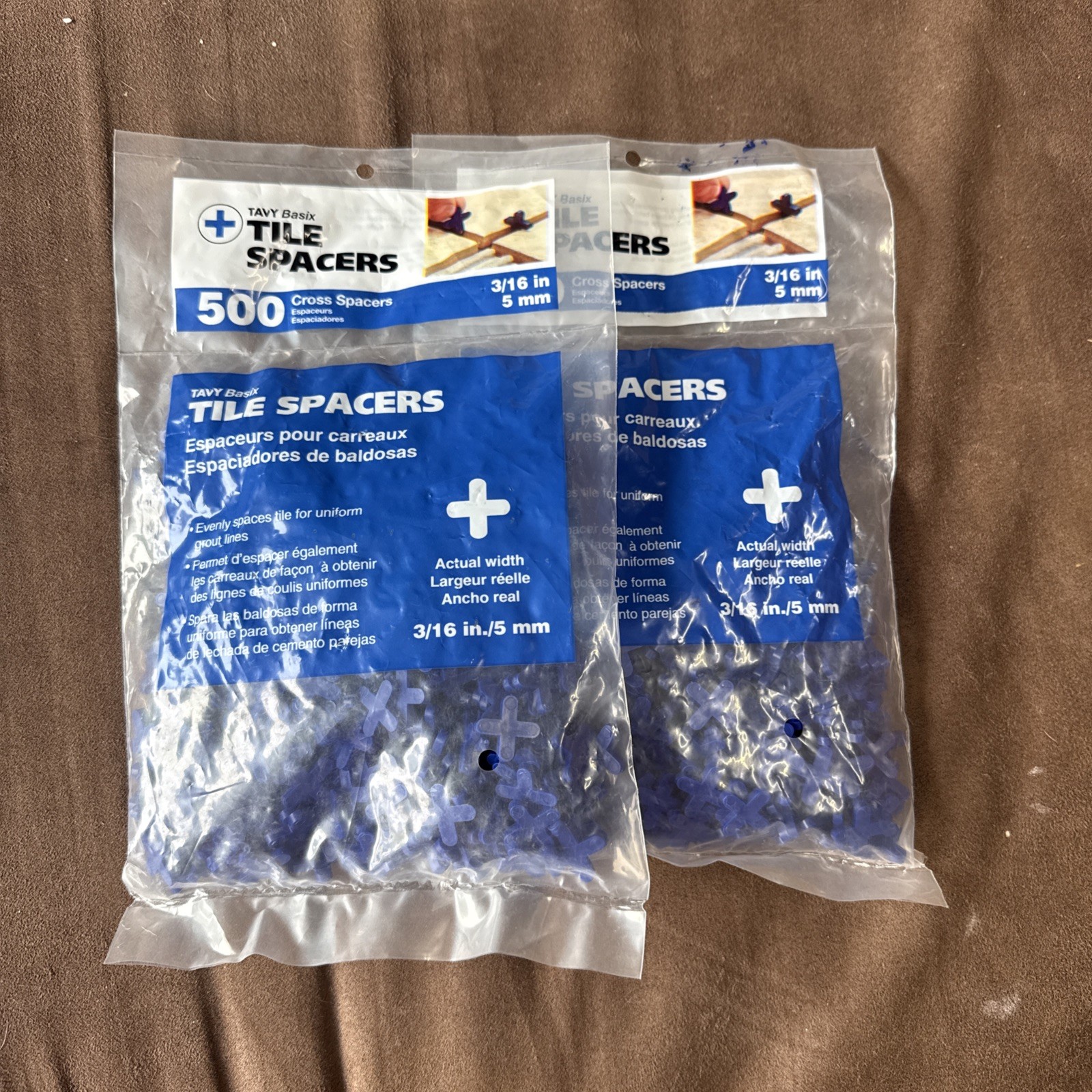 2 PACKS of 500 (1,000 Toal) + Cross + Rubber Tile Spacer TAVY Basix 3/16″ 5mm