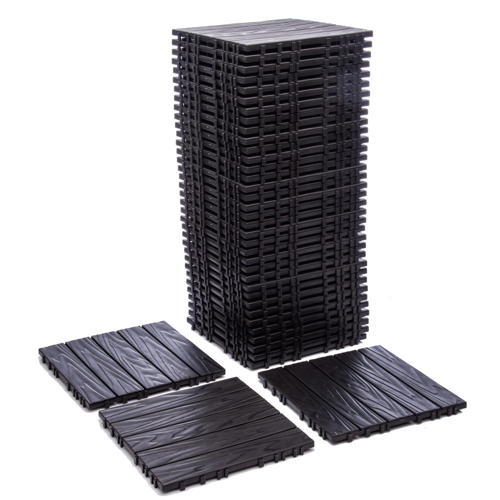 11.42″x11.42″ Plastic Interlocking Deck Tiles – 61.60 Sq.Ft Outdoor Plastic
