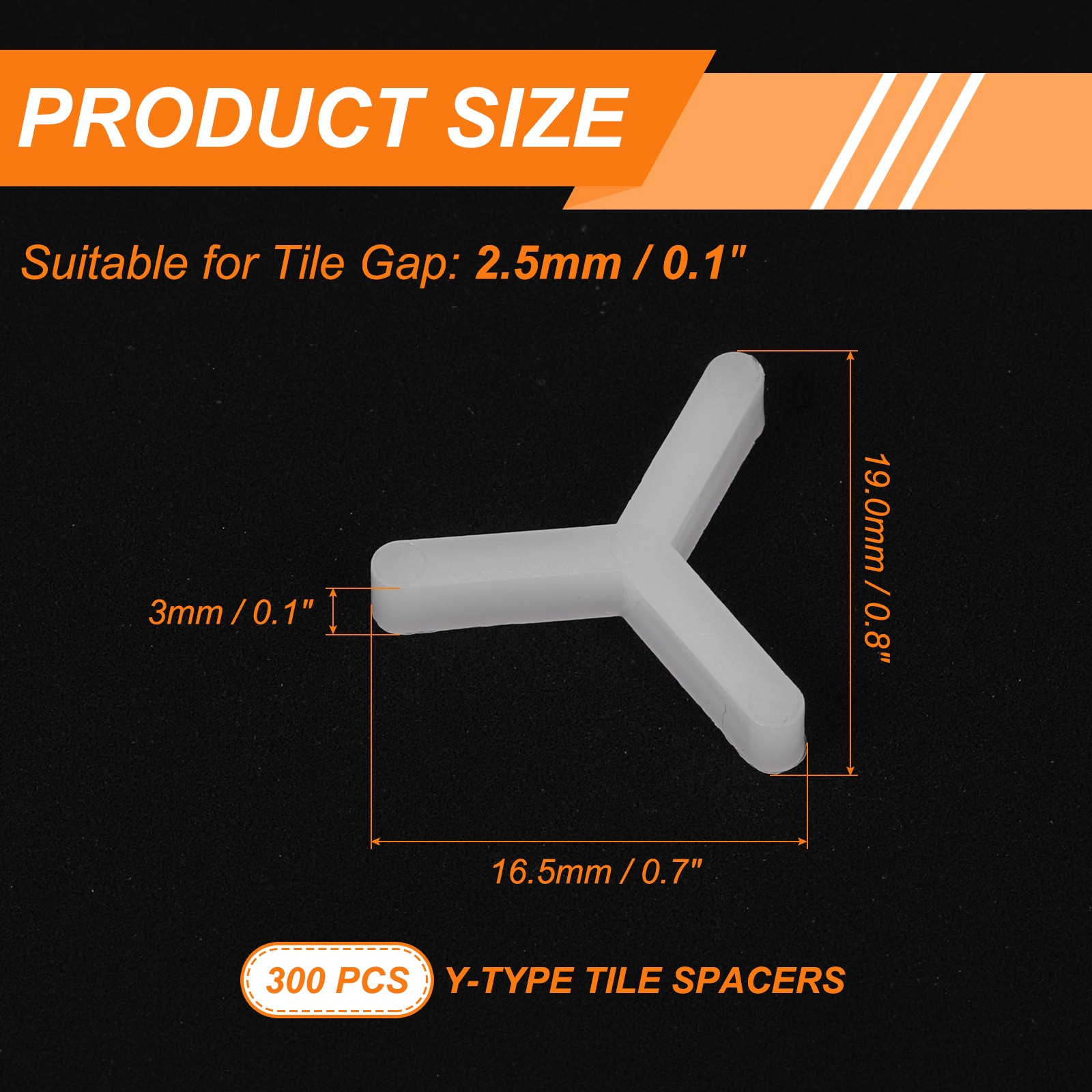 For 3/32″ 2.5mm Spacers Tiles, 300 Pcs Y Plastic, White