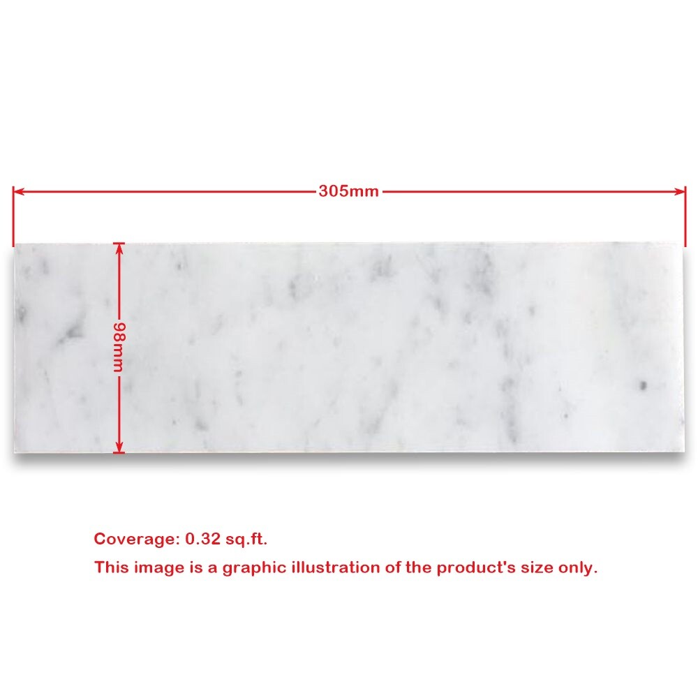 C53H 4×12 Carrara White Marble Honed Wall and Floor Tile Venato Bianco