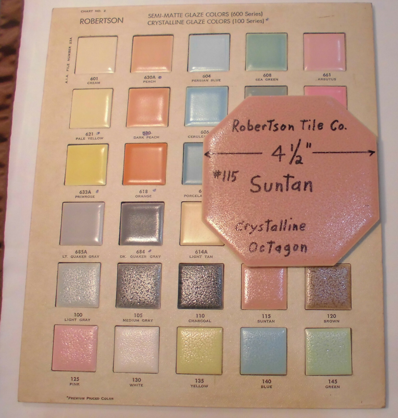 1 pc. Suntan – Pinkest: Octagon Ceramic Tile 4-1/2″ Robertson, Crystalline, Used